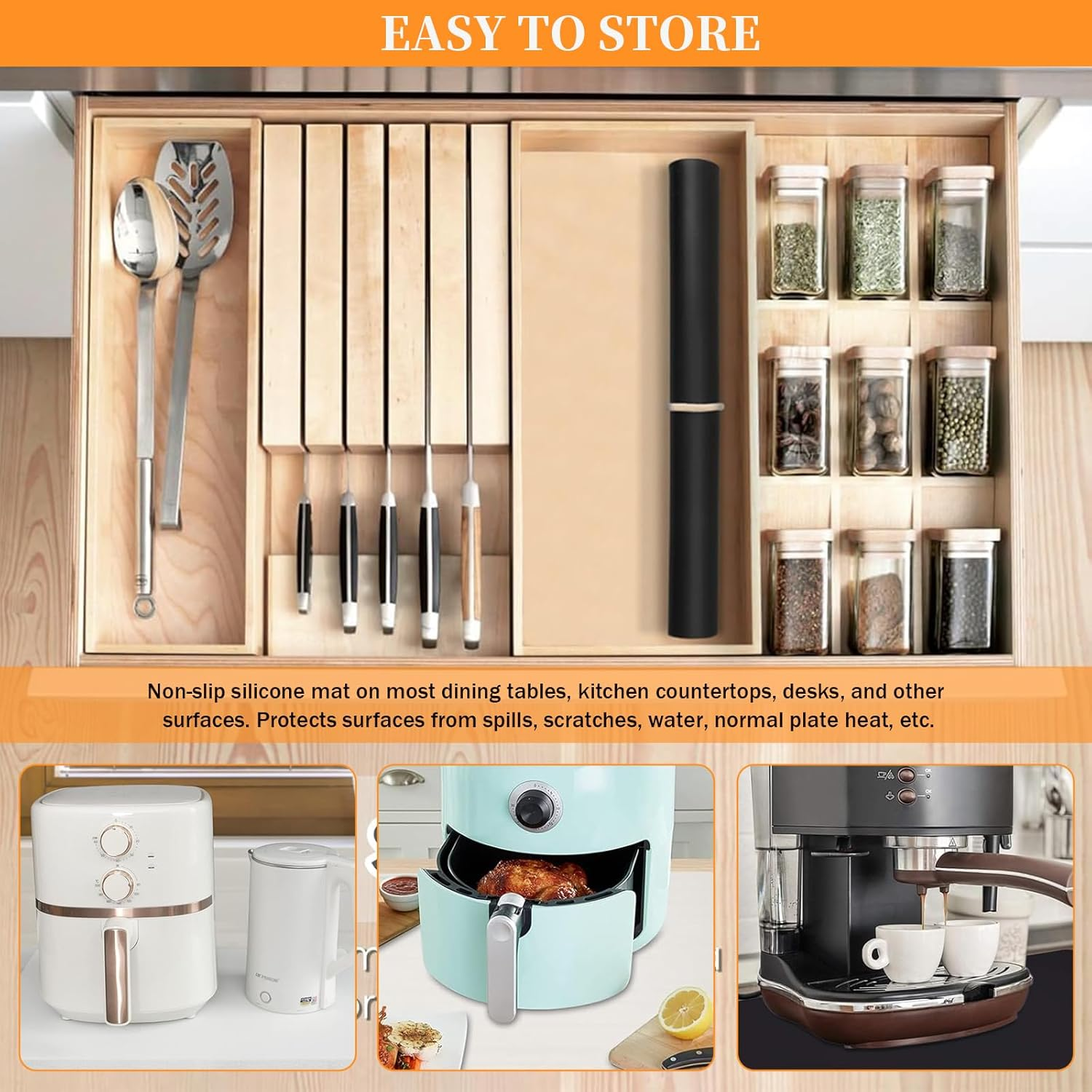 40X60Cm Silicone Mats for Kitchen Counter, Painting Countertop Protector Mat, Waterproof Heat-Resistant Non-Sliptable Protector Mat, Pastry Rolling Dough Pad, Dinner Placemat, Black+White (2 PCS)