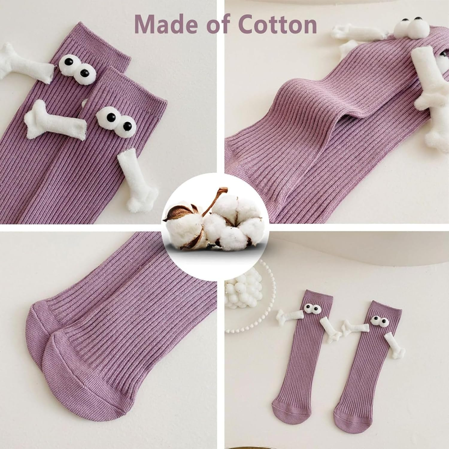 Funny Best Friend Magnetic Hand Hold Sock Couple Buddy Adult Sister Bestie Magnet Weird Match His Her Eye Arm Hug Gag Hilarious Novelty 3D Eyeball Sock Boyfriend Women Men Friendship Silly Fun Gift image number 6