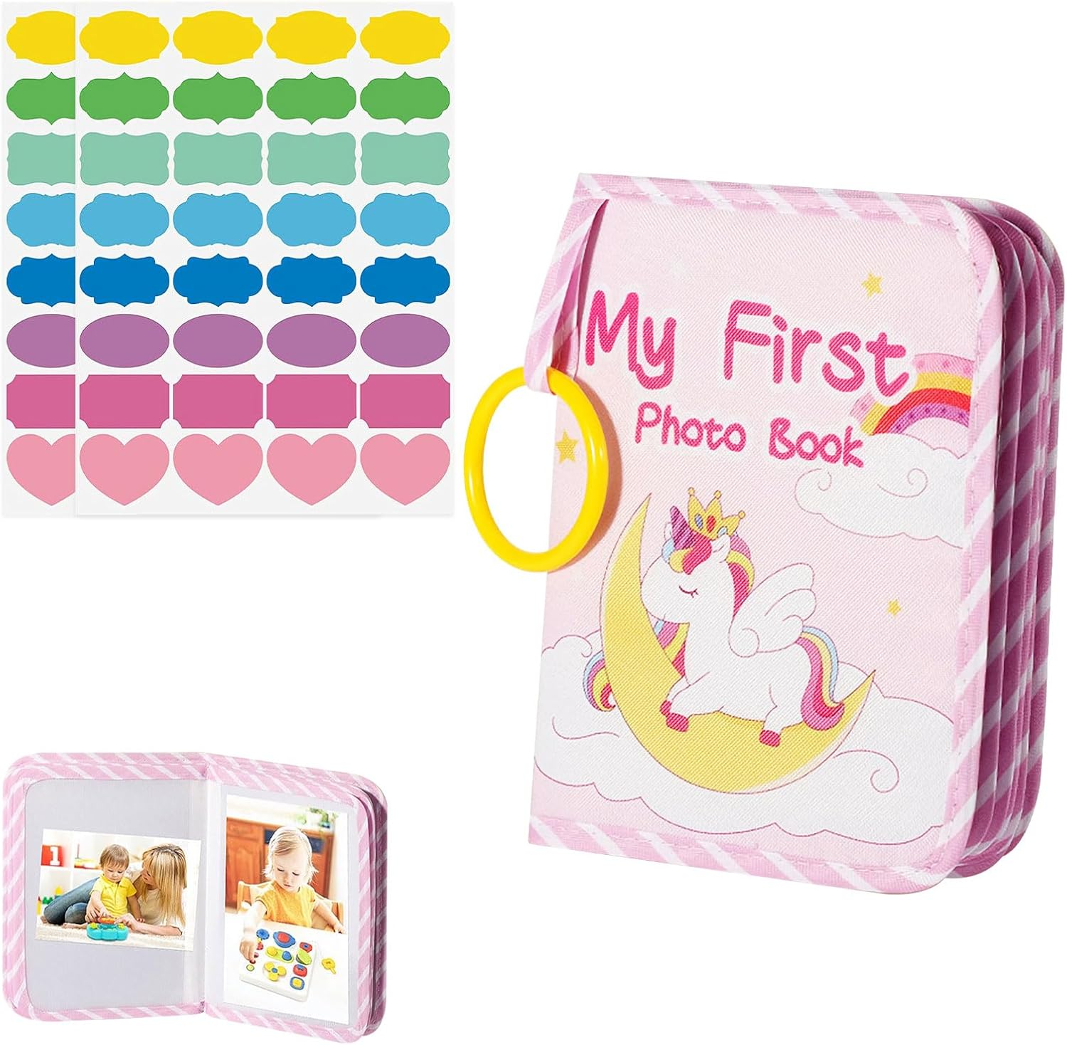 Baby Photo Album 4X6, Baby Memory Book, Soft Cloth Toddler Photo Albums, Holds 17 4X6 Photos, Perfect for Newborn Toddler Memories, Cartoon Toddler Memory Book, First Family Album Scrapbook (Unicorn) image number 5