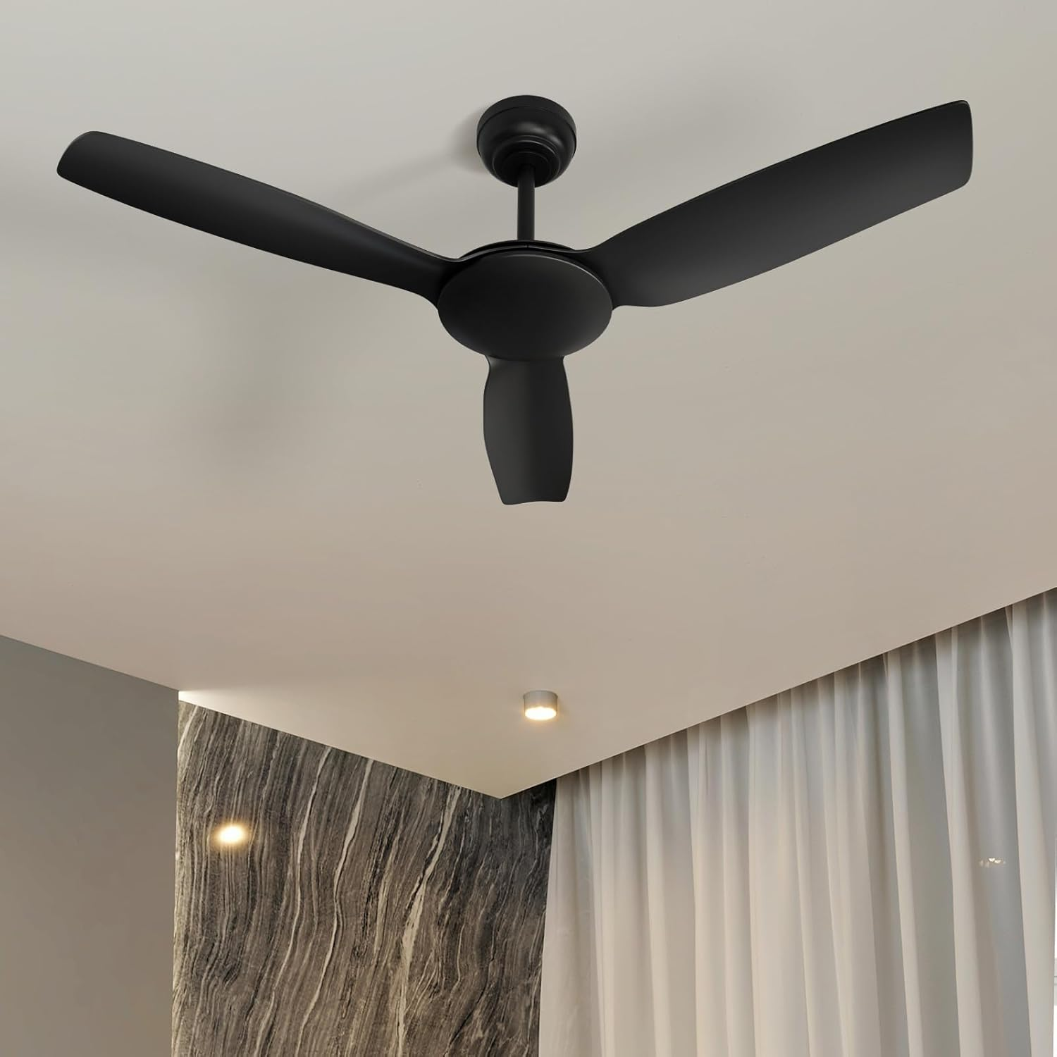 Vevare 52" Ceiling Fan with Remote Contorl 3 ABS Blades and DC Motor Indoor Fan with Timer and 5 Fan Speeds for Home Living Room Black