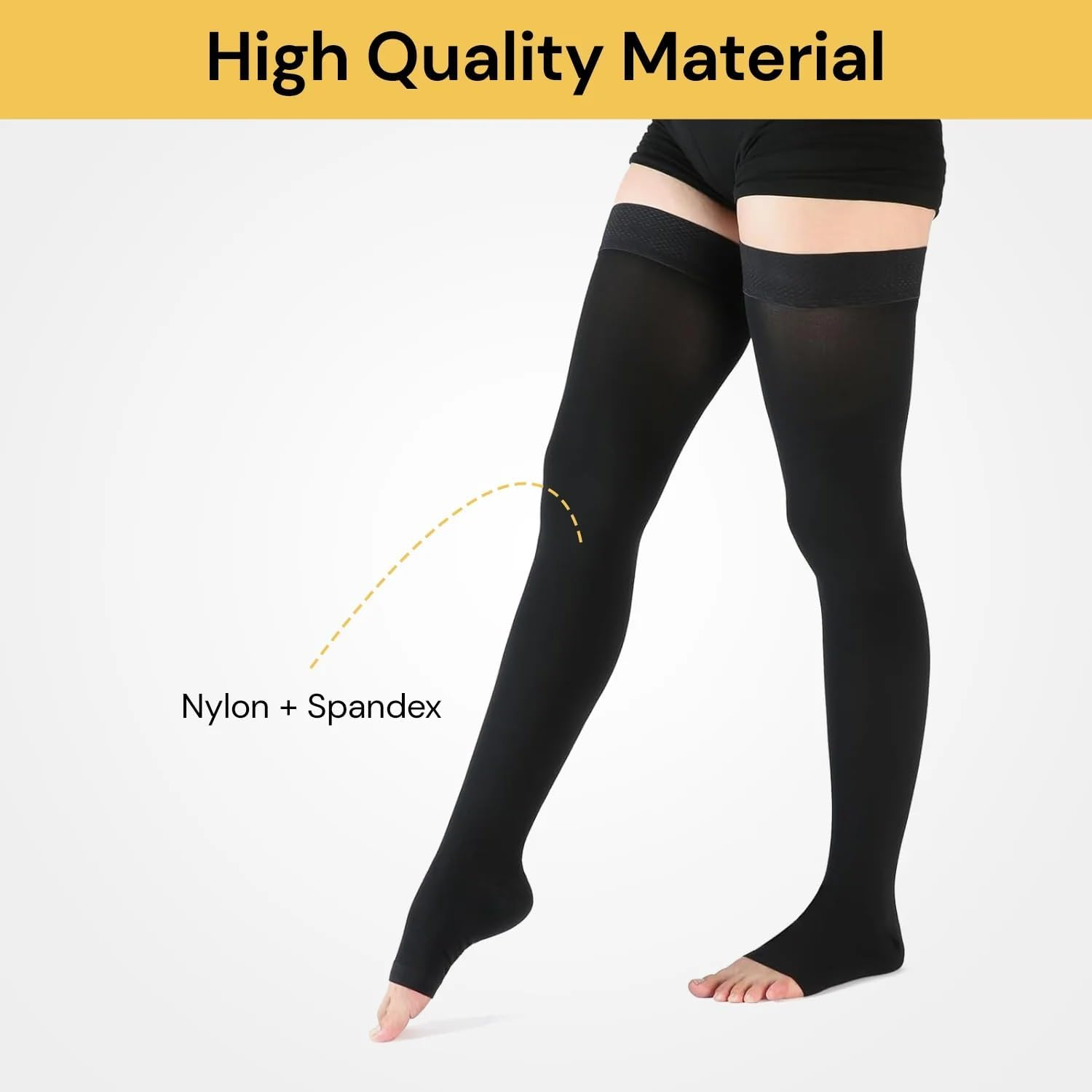 EZONEDEAL Women Men 20-30 Mmhg Support Open Toe Thigh High Compression Stockings,Toe Medical Compression Hold up Stockings image number 4