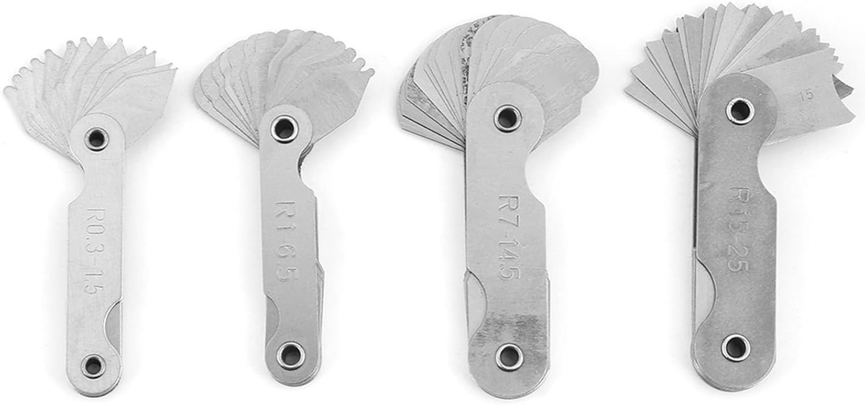 4 Pieces Stainless Steel Radius Fillet Measuring Tool Set for R0.3 1.5, R1 6.5, R7 14.5 and R15 25, Default image number 5