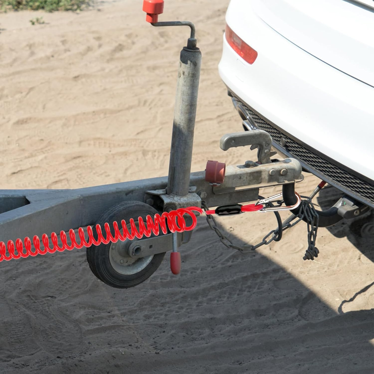 Gosknor 2Pcs Trailer Brake Away Cable, 4Ft High Rebound Spring Breakaway Coiled Cable Trailer Emergency Brake Cable Camper Safety Breakaway Cable for RV Trailer Emergency Camper image number 6