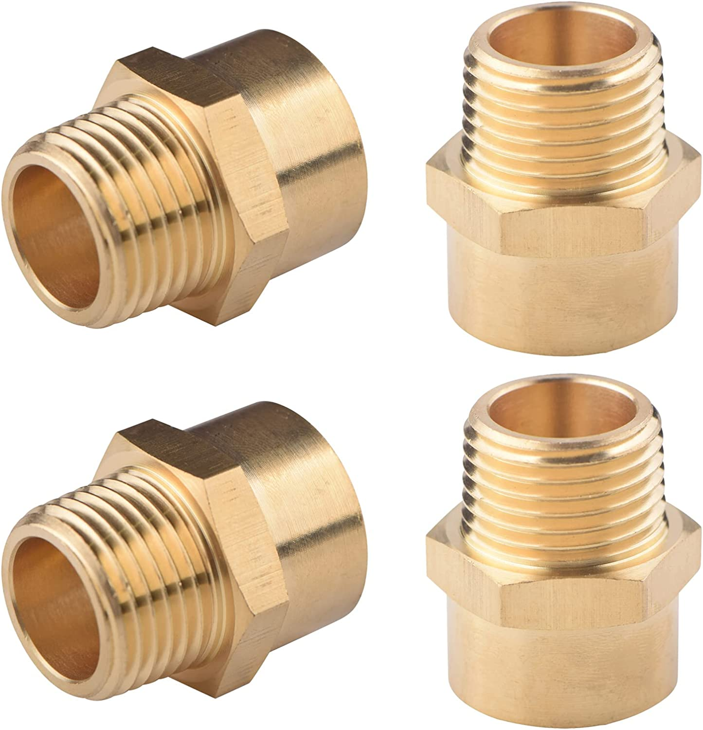 Tsinghwang 4 Pack G 1/2 (BSP) Female Thread to US 1/2 NPT Male Thread Brass Pipe Fitting Adapter,G to NPT Adapter 1/2 Inch Converter Connector