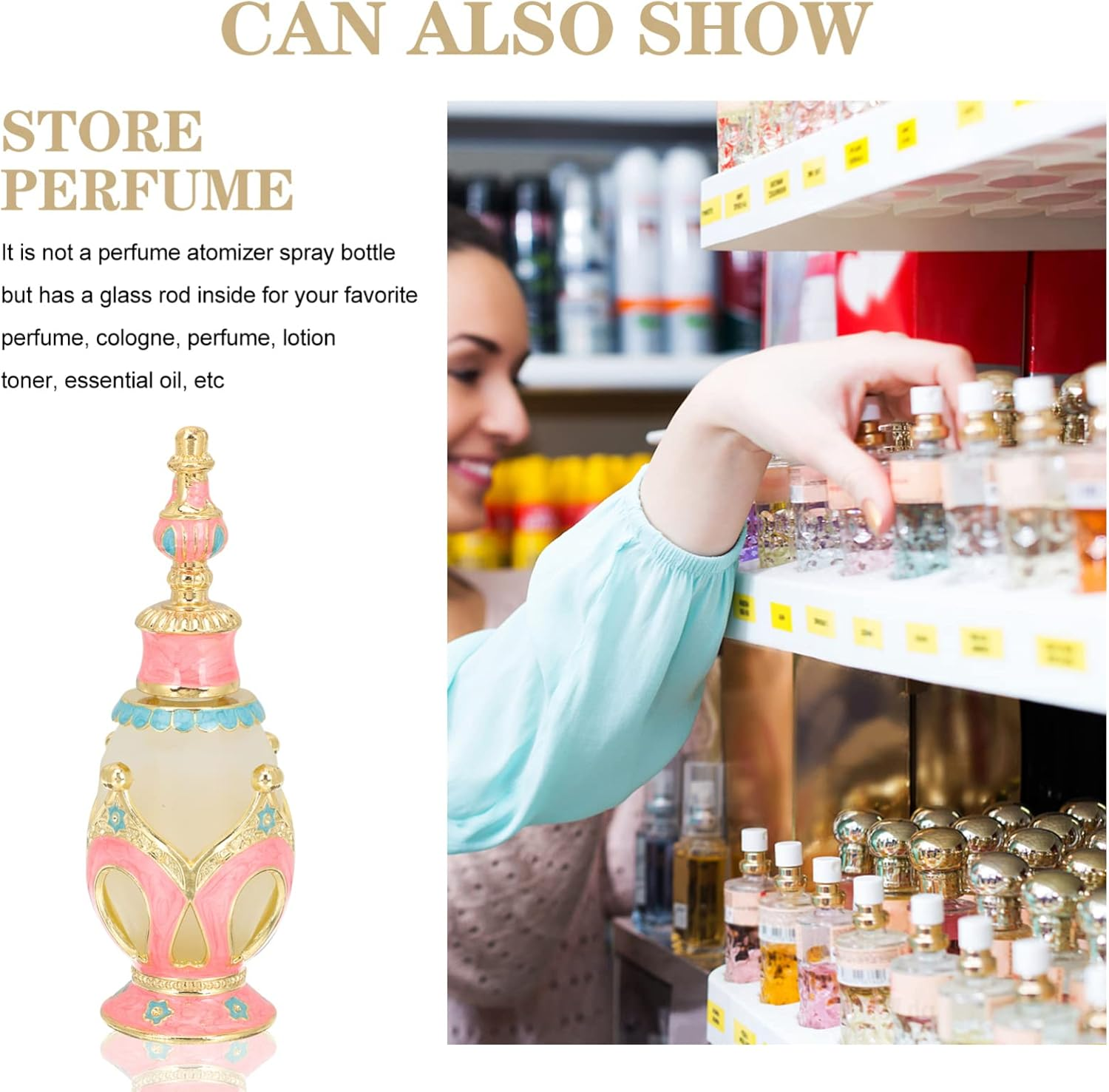 ULTECHNOVO Glass Perfume Bottle for Essential Oil Dispenser Empty Bottles for Desk Decor Girlfriend Christmas image number 2