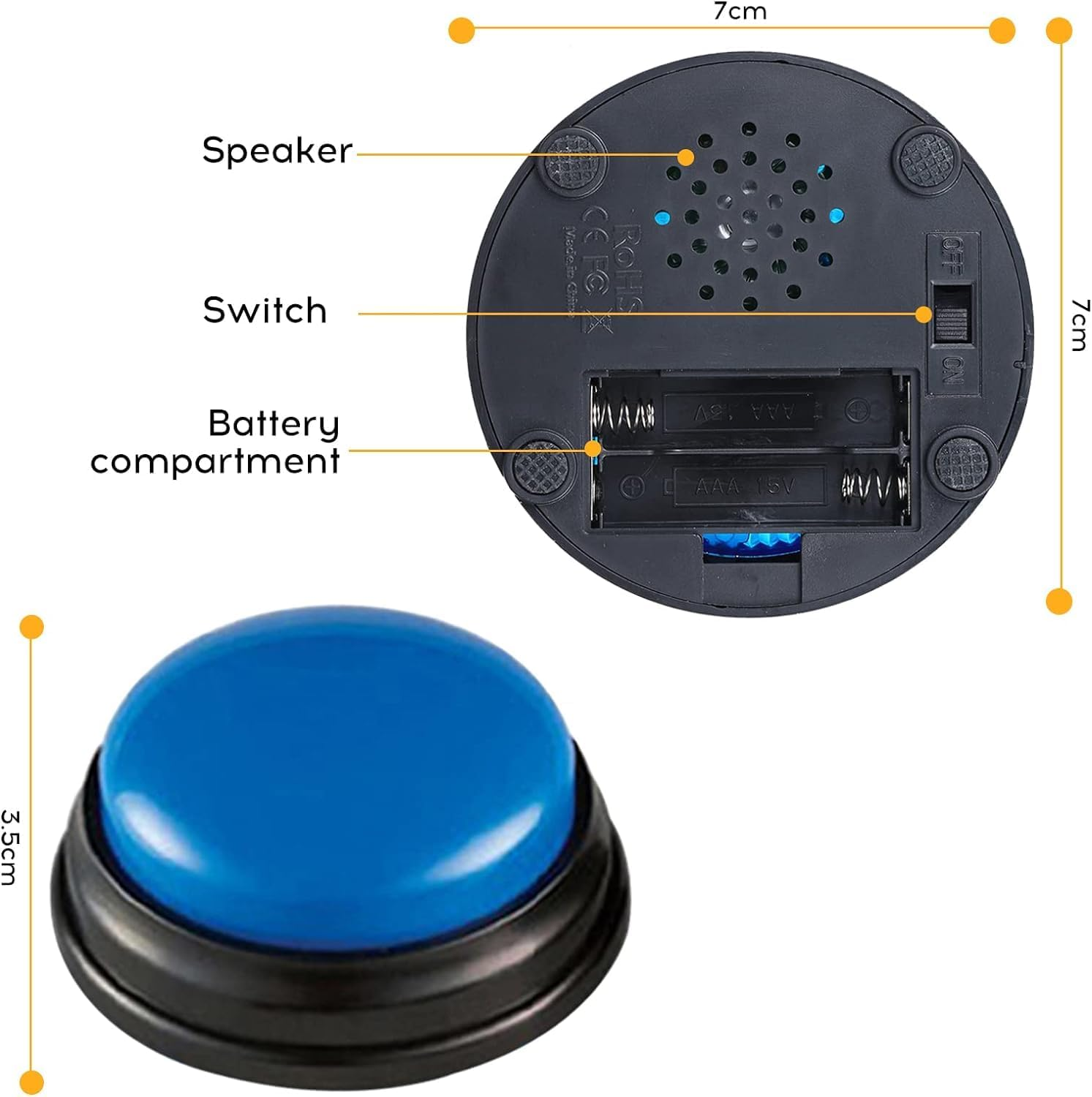 Voice Recording Button, Dog Buttons for Communication Pet Training Buzzer, 30 Second Record&Playback, Voice Recording Clicker for Cat, Puppy, Pet Trainin (6PCS) image number 2