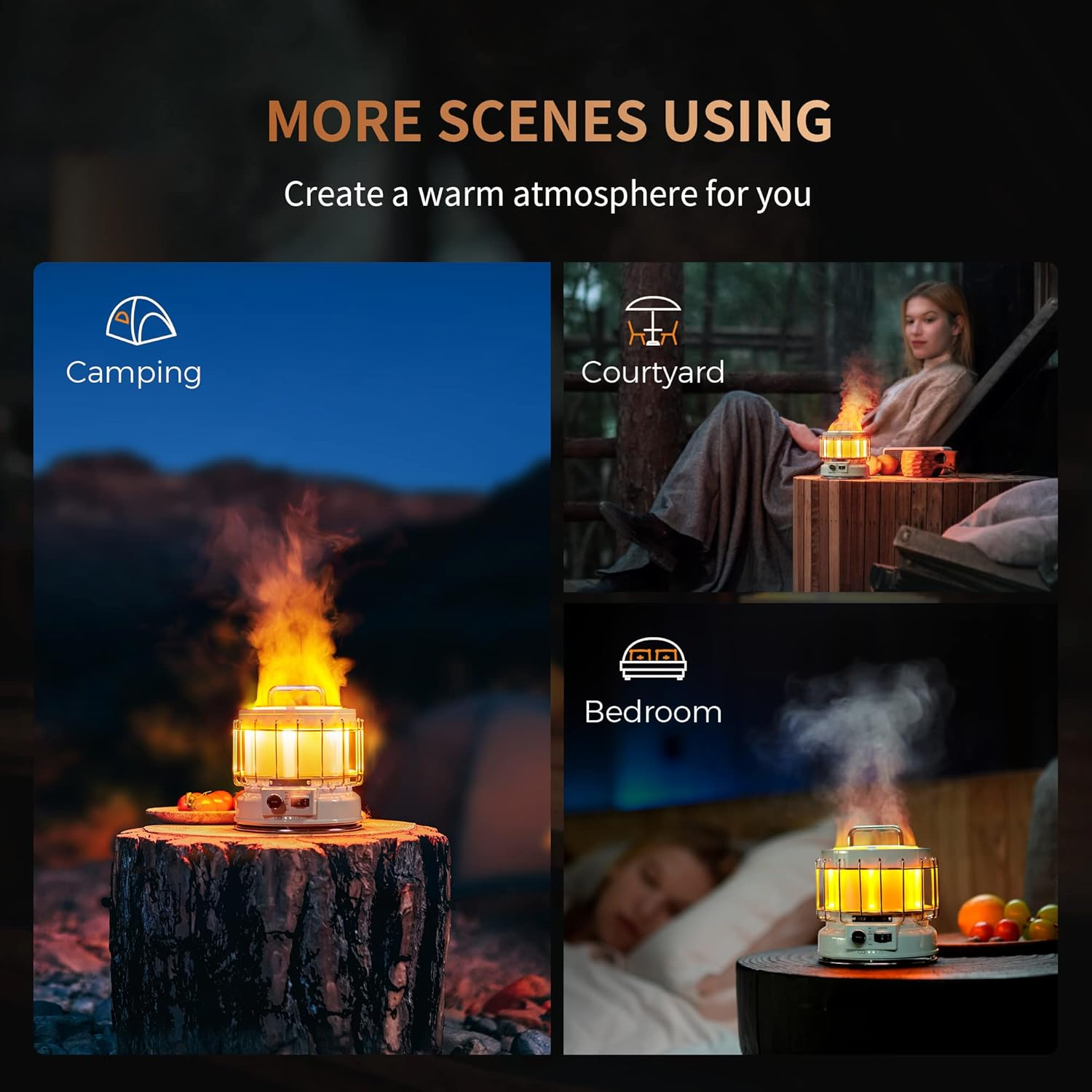 FLEXTAILGEAR MAX Lantern, Rechargeable Camping Lantern 9600Mah Battery, 3-In-1 Vintage Flame Light, Flame Mode & Humidification Mode, Portable for Patio, Hiking, Camping, Bedroom image number 6