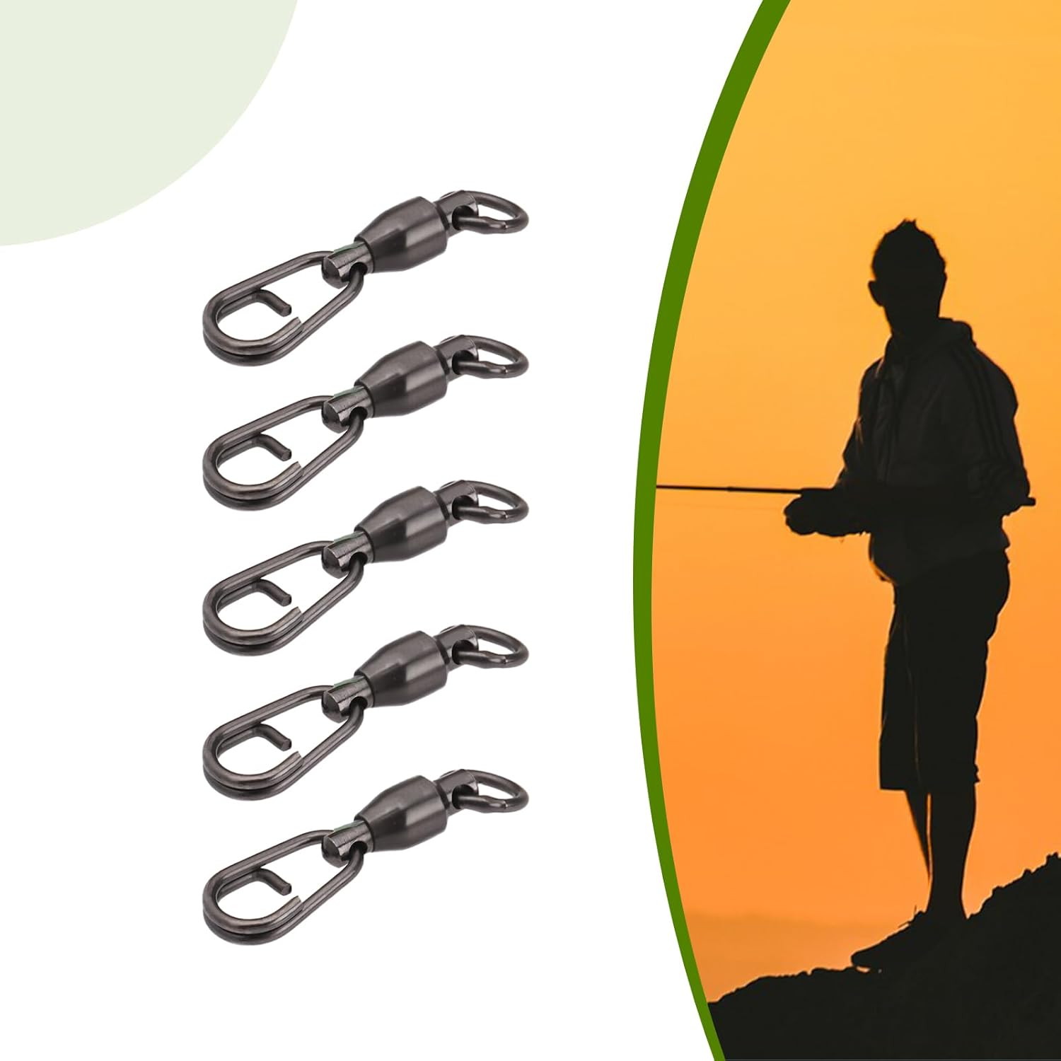 30PCS Fishing Ball Bearing Swivels Stainless with Oval Split Rings for Saltwater Fresh Water Split Ring Lures Connector High Strength Snap Swivels Quick Connector image number 1