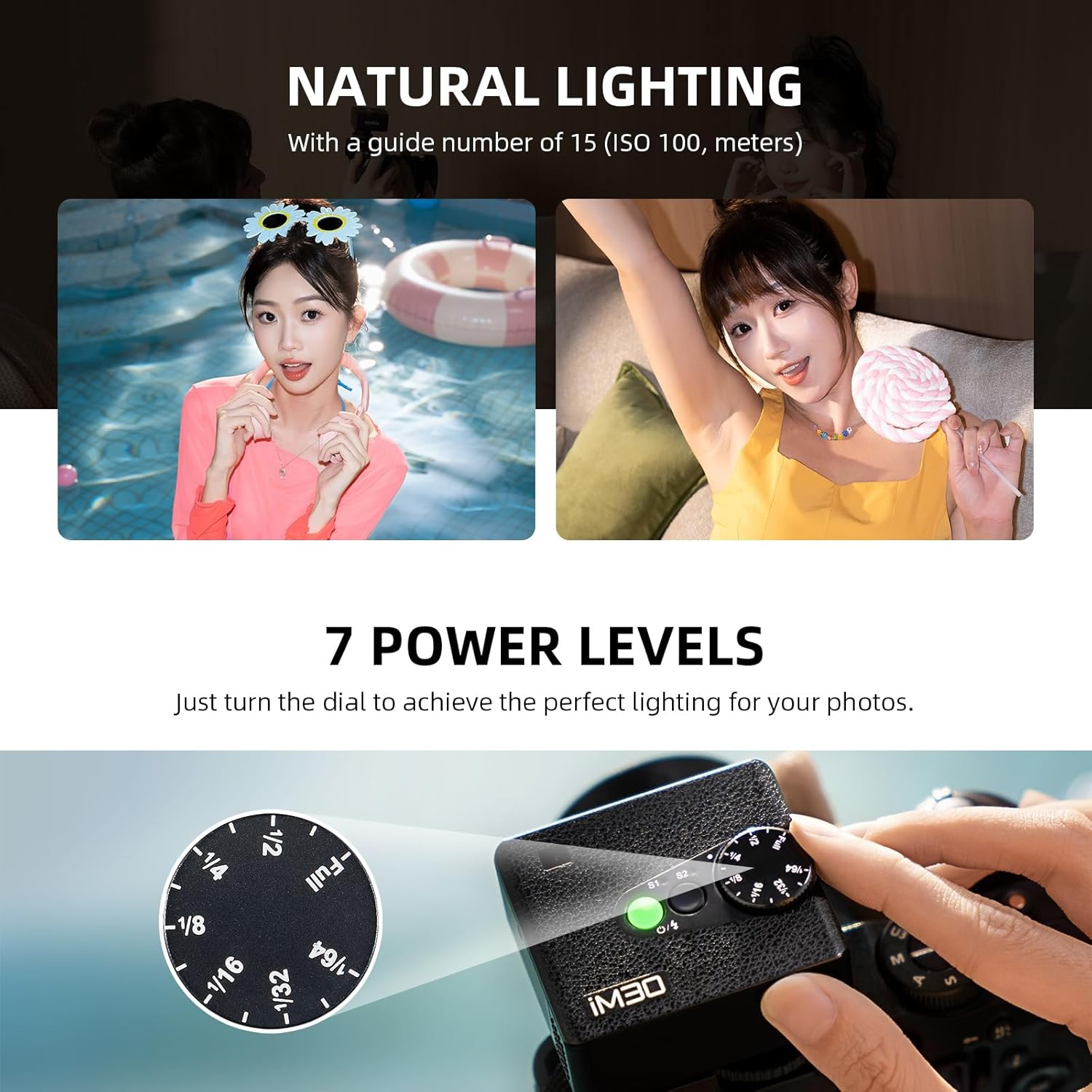 Godox Flash Im30 Camera Flash, GN15 7 Power Levels (1/64~1/1), S1/S2, Pocket Mini On-Camera Flash Speedlite for Sony, Canon, Nikon, Olympus, Fujifilm, Panasonic, Pentax Cameras - Im22 image number 3