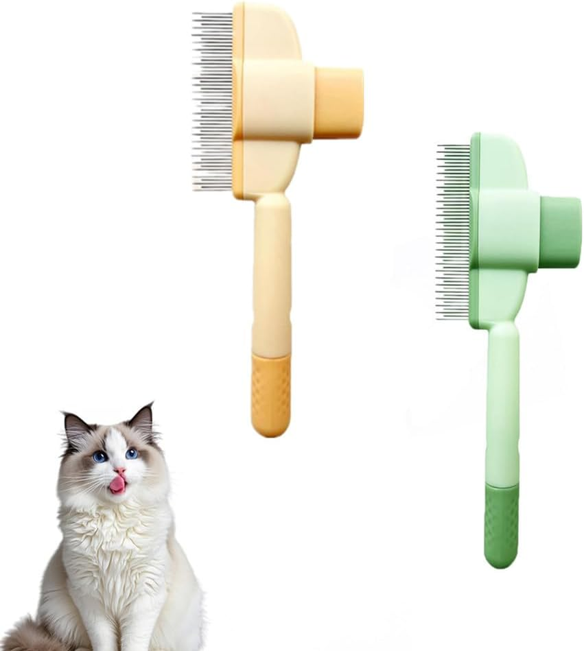 2 Pcs Cat Dog Spread and Tangles Comb for Pet Hair Removal Spreading and Tangling Durable Self Cleaning with Hair Removal Button image number 4