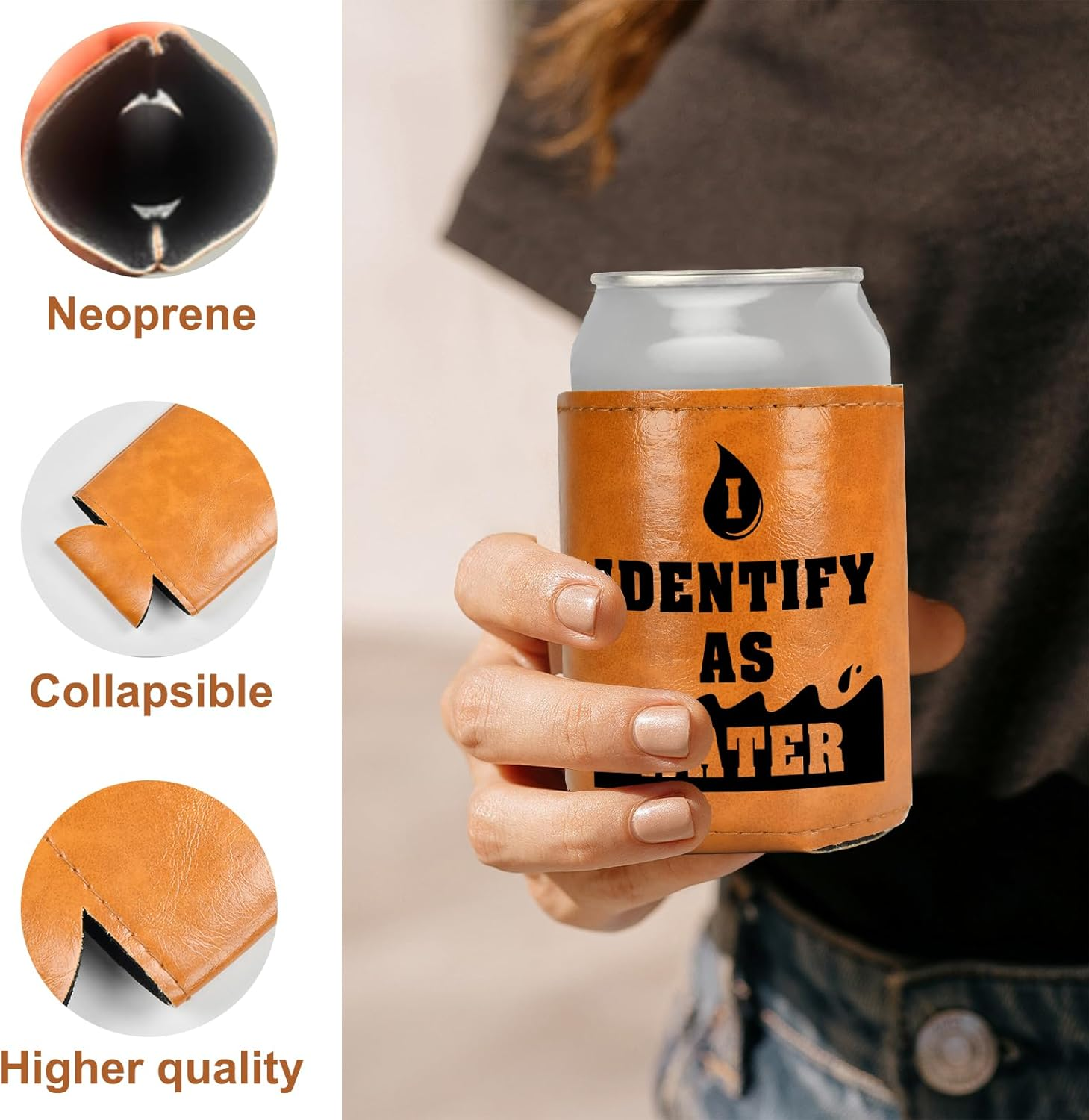 White Elephant Gifts for Adults Leather Can Cooler for Men Christmas Stocking Stuffers Gifts for Dad from Daughter Son Fathers Day Birthday Gag Ldeas Funny Retirement Gift image number 2