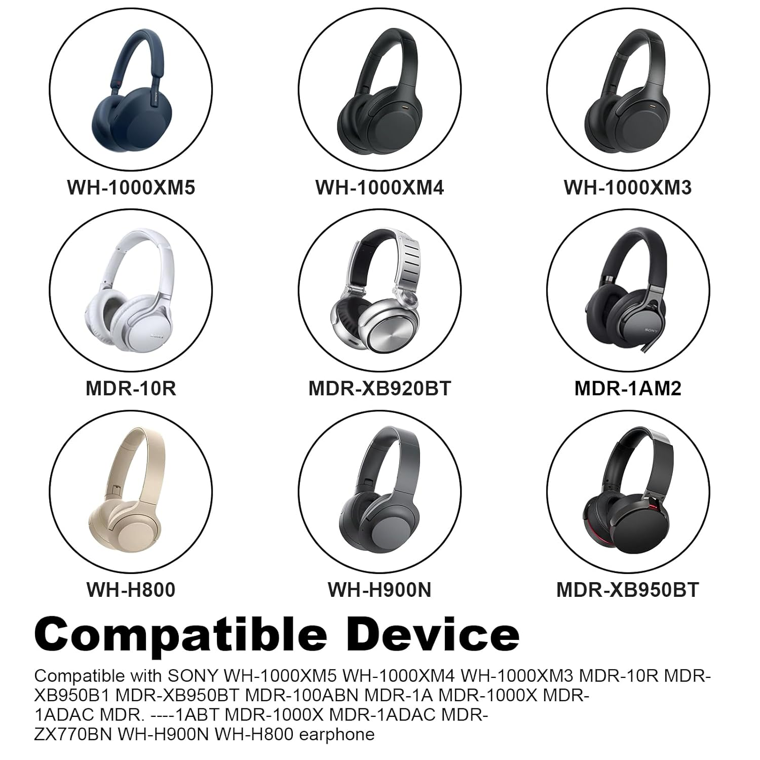 Toxaoii WH-1000XM4 Headphone Cable, Replacement Audio Aux Cord Compatible with Sony MDR-XB950BT MDR-1000X WH-H900N WH-CH700N WH-1000XM4 WH-1000XM3 MDR-10R MDR-ZX770BN MDR-100ABN Headphones(3.9Ft) image number 2