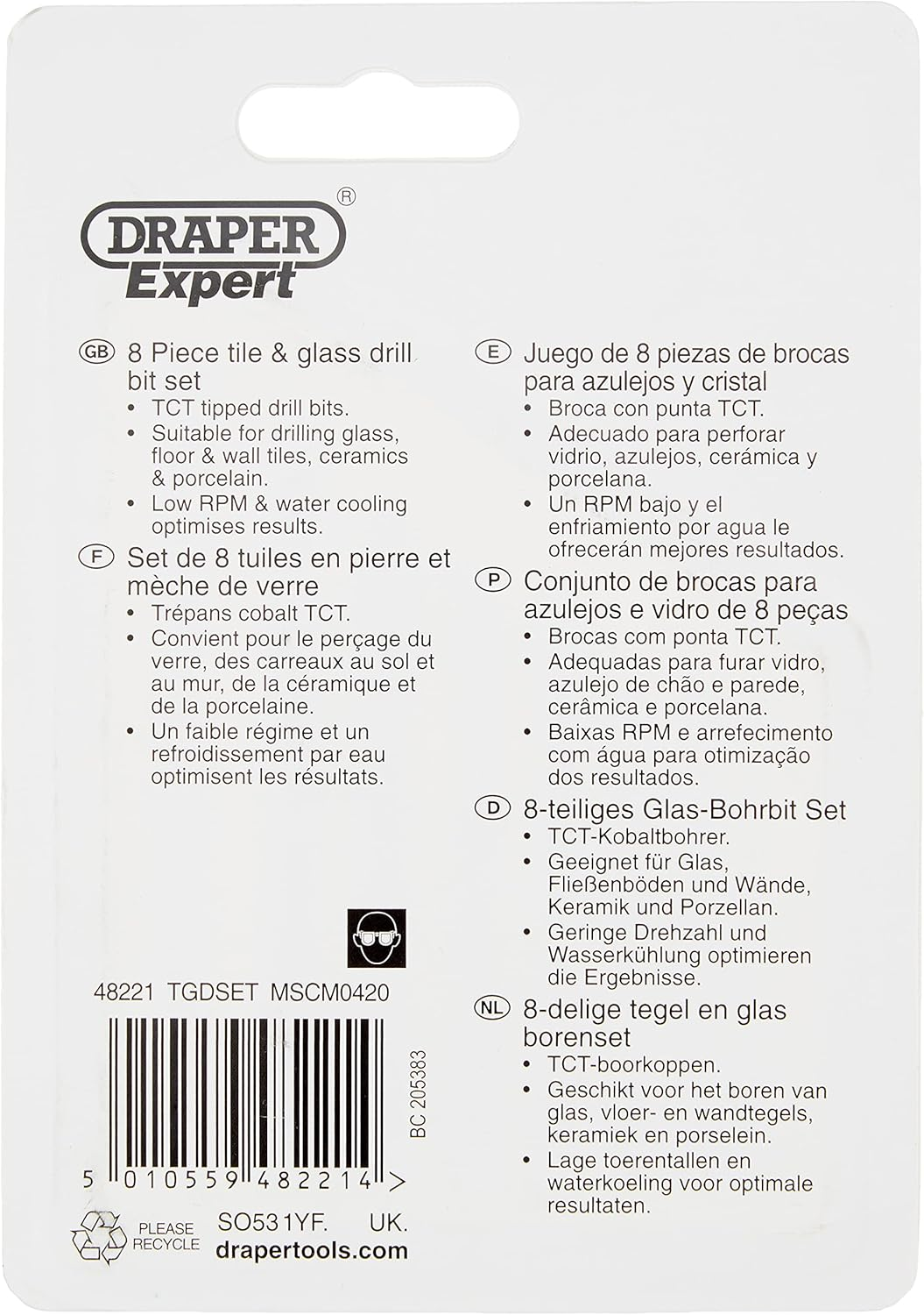 Draper Expert 48221 8-Piece Tile and Glass Drilling Set image number 1