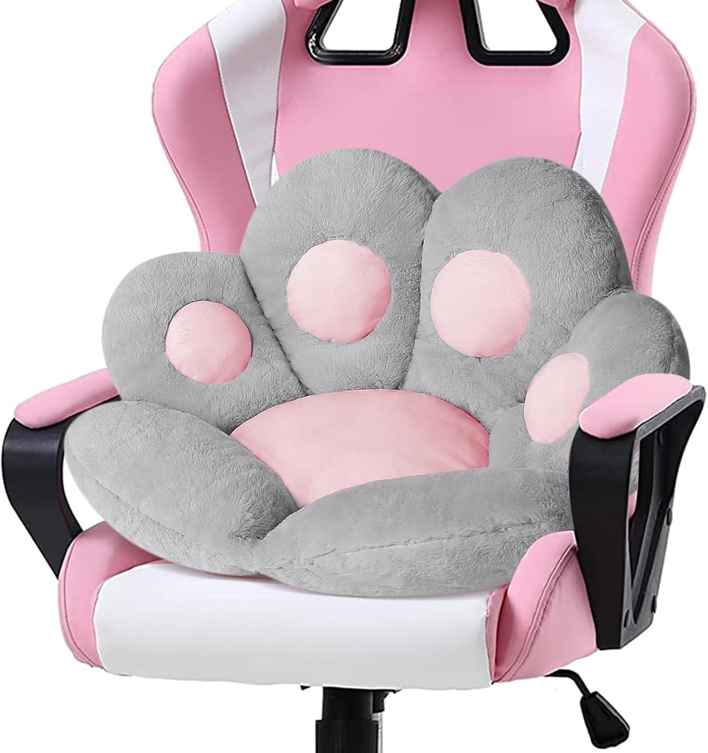 Ditucu Cat Paw Cushion Kawaii Chair Cushions 27.5 X 23.6 Inch Cute Stuff Seat Pad Comfy Lazy Sofa Office Floor Pillow for Gaming Chairs Room Decor Grey