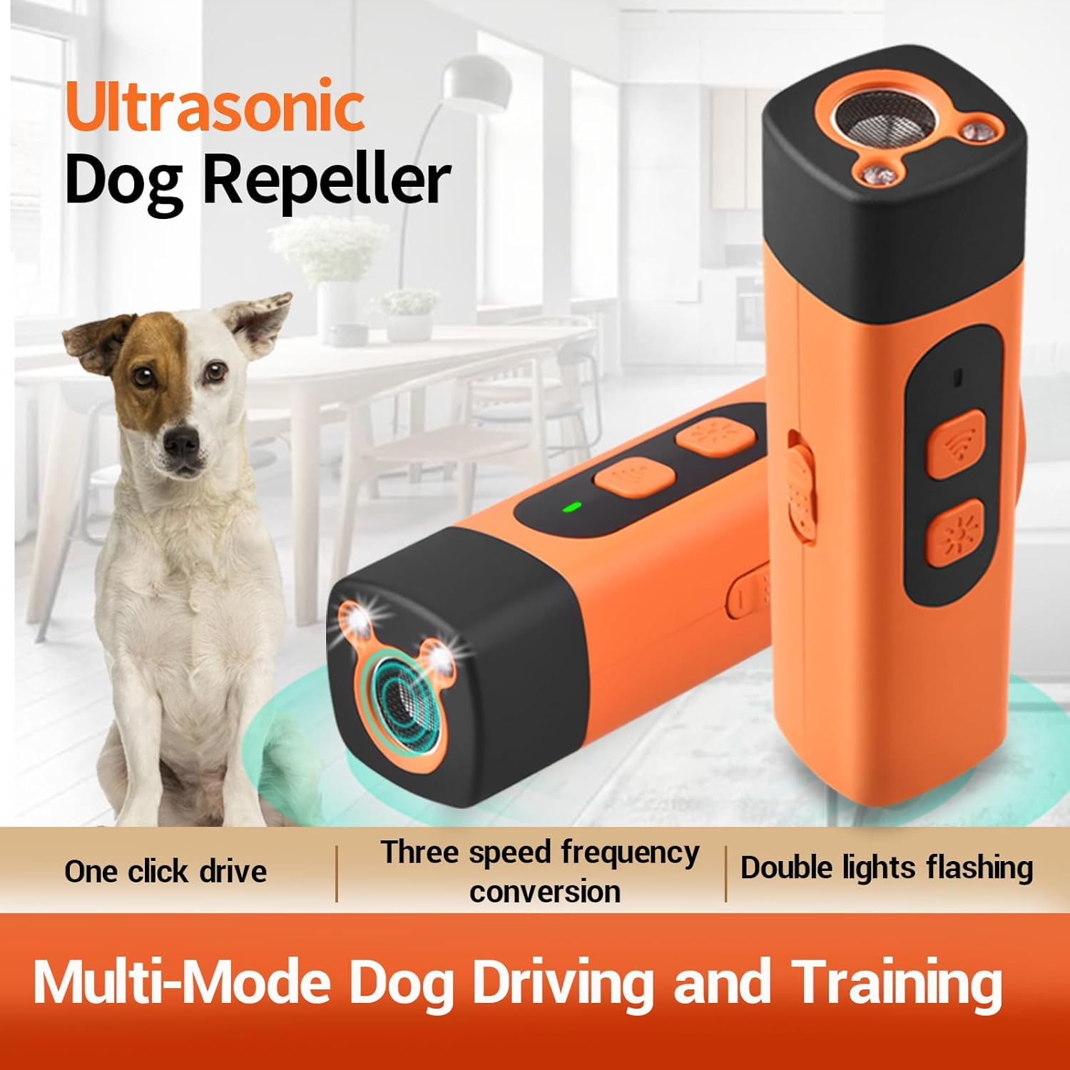 VCCLFSIA Dog Bark Deterrent Devices, Rechargeable Ultrasonic Anti-Barking Device with 800Mah Battery, LED Flashlight, 10M/35FT Range, Safe & Effective No Barking Device for All Dog Breeds image number 4