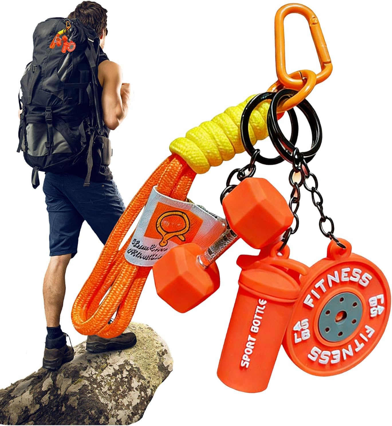 Gym Keychain - Cute Dumbbell Design, Lightweight Metal Build | Detail Pocket Size Accessory Fitness Keyring for Men Women Birthday Party Travel School Club Office