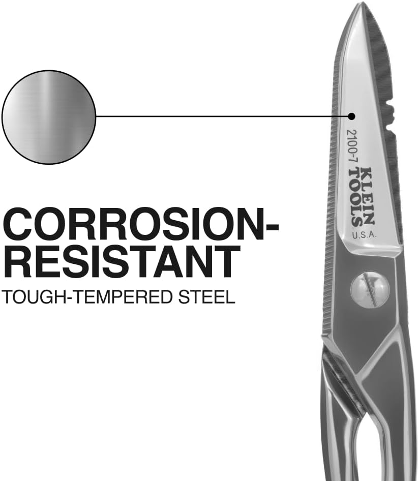 Klein Tools Electrician&rsquo;S Scissors with Wire Stripping Notches, Serrated Blade for Non-Slip Cutting, Cuts 19 AWG & 23 AWG Electrical and Telecom Wire, Made in USA image number 5