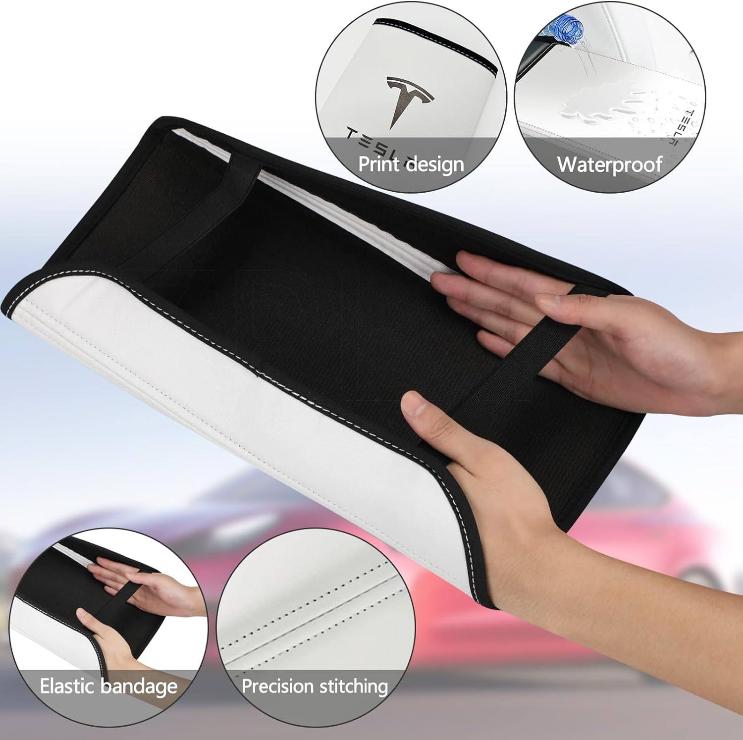 Armrest Cover for Tesla Model 3 Highland Model Y 2024-2017, PU Leather Center Console Arm Rest Anti-Scratch Protector Pad, Non-Slip Interior Accessories for Tesla Model 3 2024 (Black) image number 1