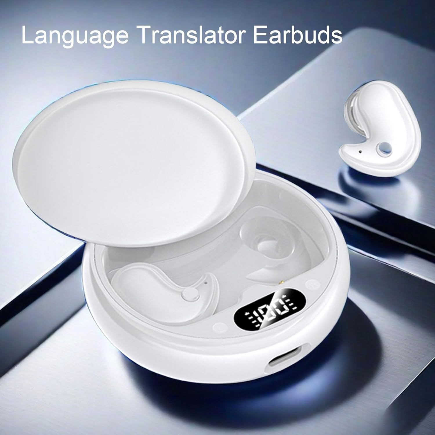 Voice Translator Earphones, 2-Way Real-Time Translation Translator Device, Supports 144 Languages, Wireless Bluetooth Voice Translator Earphones for Travel Companies (White) image number 5