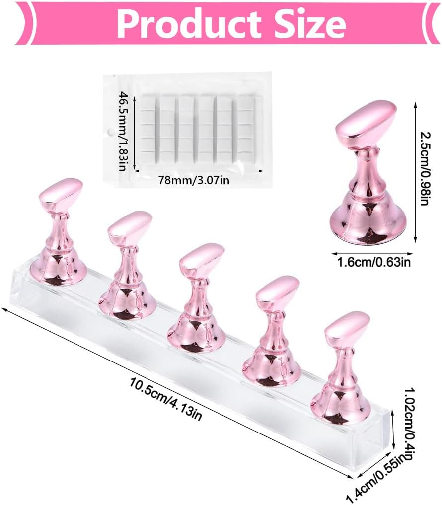 SIRLOMU Set of 2 Acrylic Nail Art Practice Racks, Magnetic Nail Tip Holder, Nail Practice Racks, Nail Training Display Racks