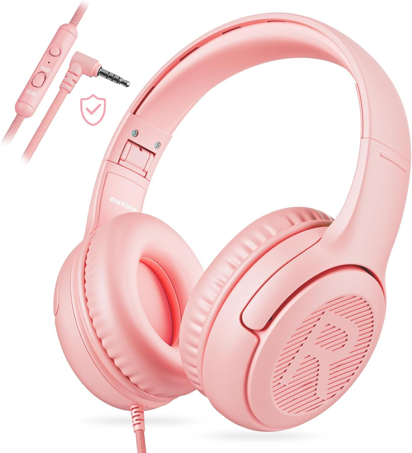 Awatrue Kids Headphones with Cord - Comfortable and Durable Toddler Headphones for School and Work, Ideal Kids, Sons, Daughters - Sound and Safe Listening Experience (Pink) - Bluegreen image number 5