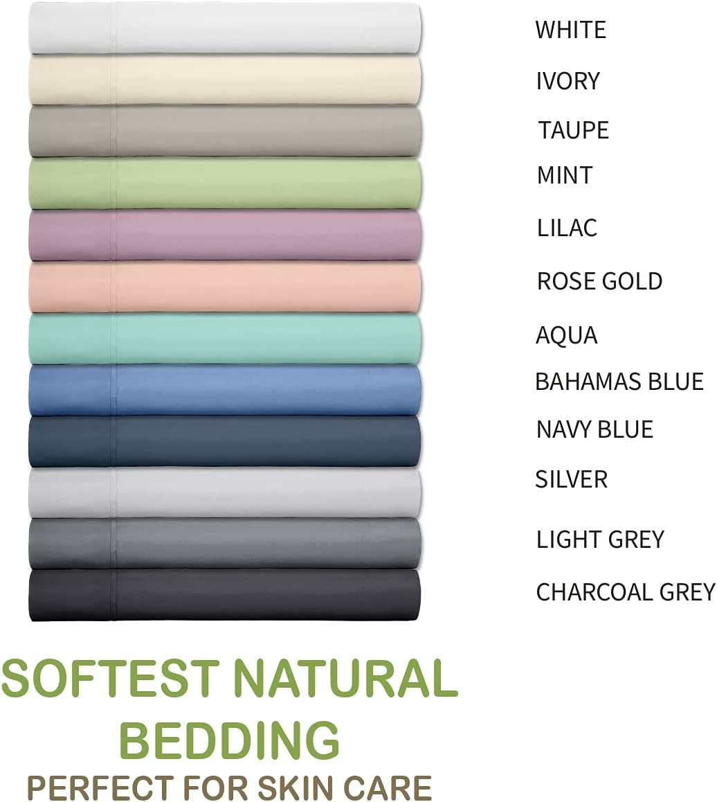 LINENWALAS 100% Vegan Bamboo Silk Pillowcover Set 20 X36 Natural Soft and Best for Hair and Delicate Skin- Set of 2(King,Aqua) image number 5