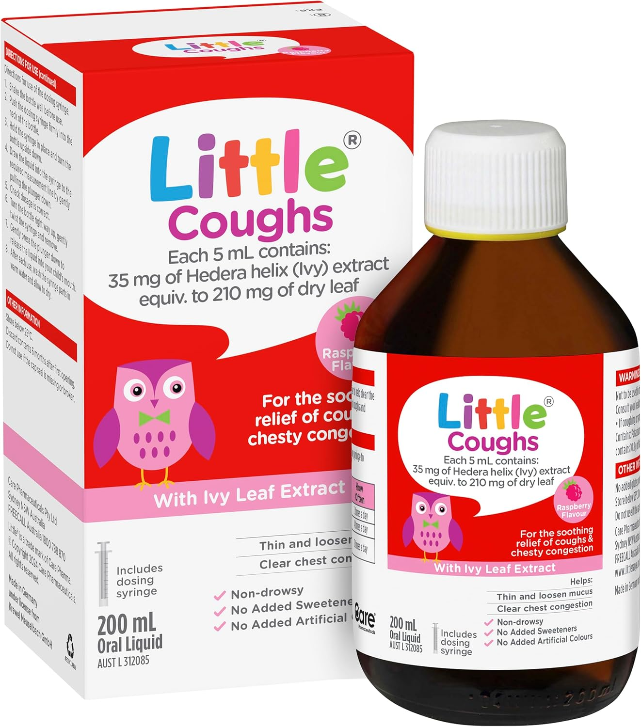 Little Coughs Original Raspberry Oral Liquid Bottle 200 Ml image number 2