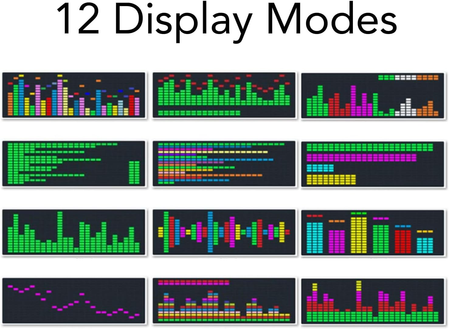 Jiawu Spectrum Analyzer, Music Voice Rhythm Spectrum Display, USB Powered RGB LED Ambient Lights with Clock, 12 Dynamic 7 Colors, Home Decor for Musicians and Audio Enthusiasts image number 2