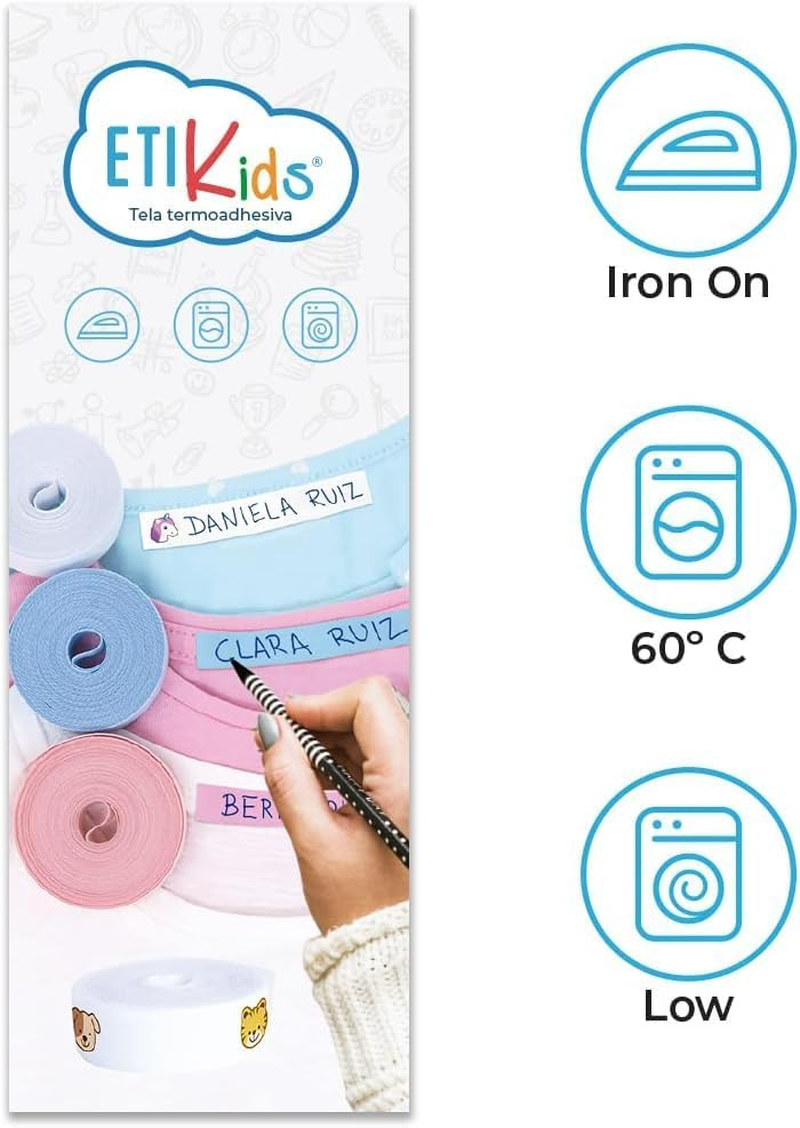 Write on Tape, Iron on Fabric Labels for Clothes Marking, Thermo-Adhesive Name Labels, School & Nursery Use, 3M X 1Cm Roll, Cotton (White) image number 5