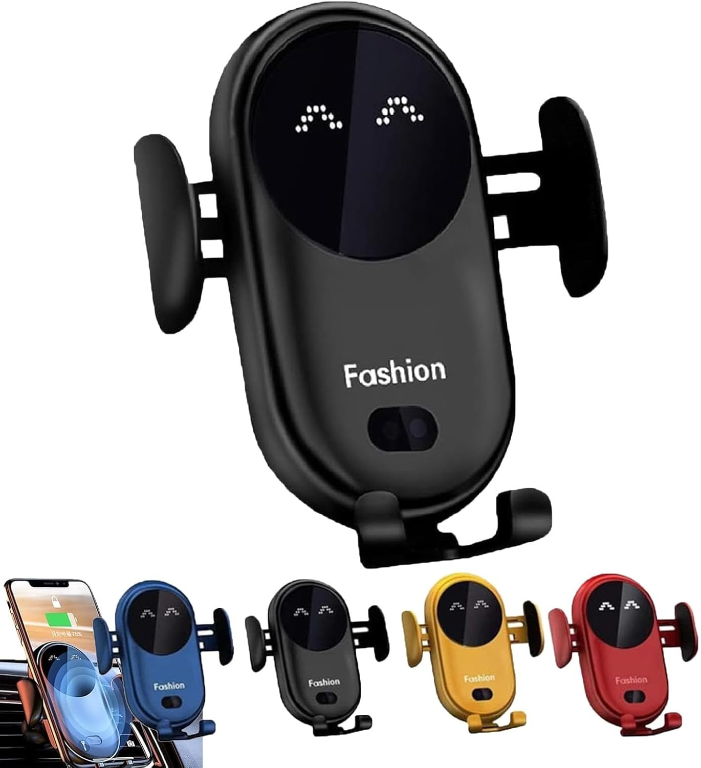 Carroll Fashion Phone Holder, Carollfashion Smart Car Wireless Charger Phone Holder, Carollfashion Cellphone Holder Charger, Smart Wireless Auto-Sensing Car Phone Holder Charger (Color : Blue)