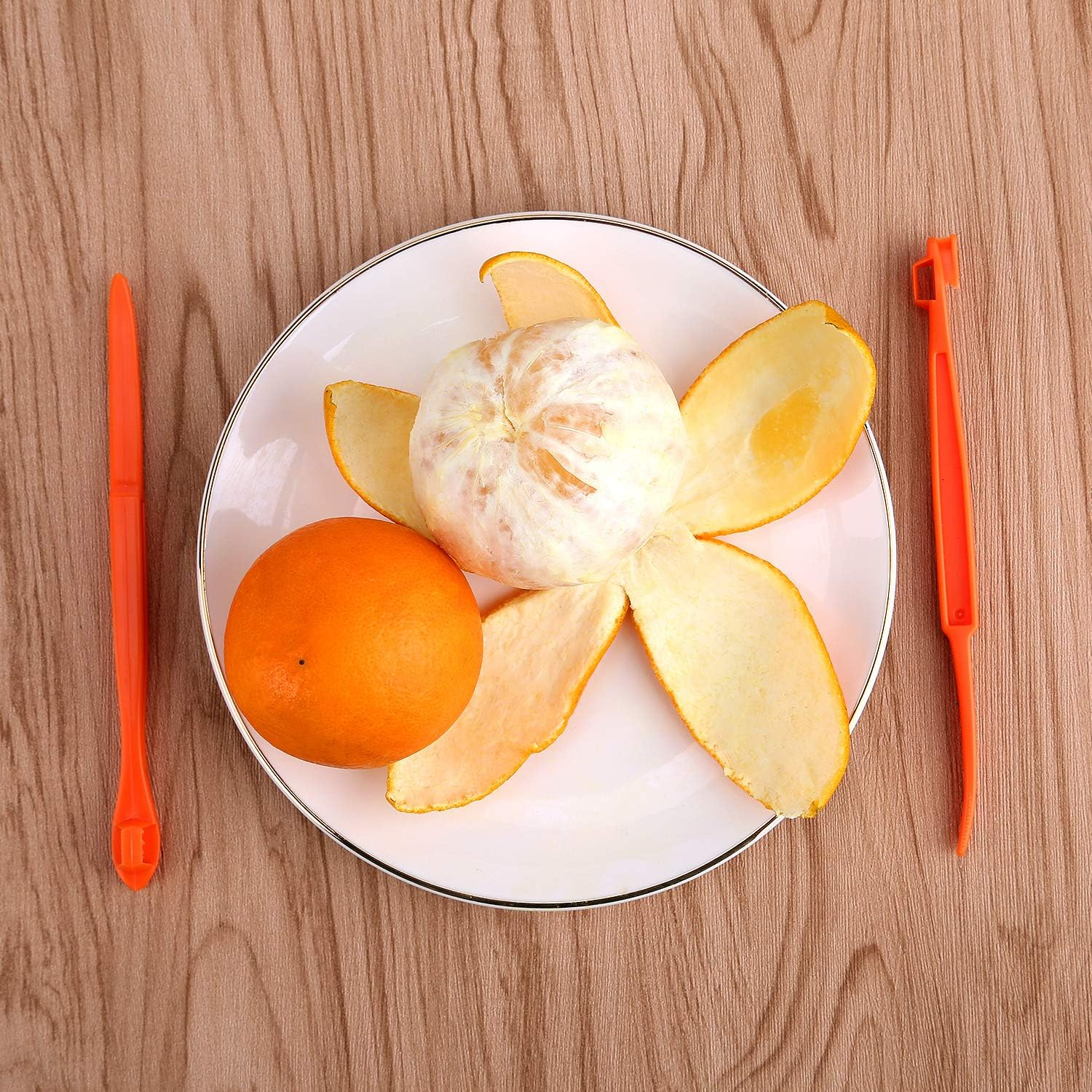 LUTER 6+2Pcs Orange Peeler Citrus Remover Plastic Slicer Cutter Easy Fruit Opener Kitchen Gadget for Orange, Avacados image number 4