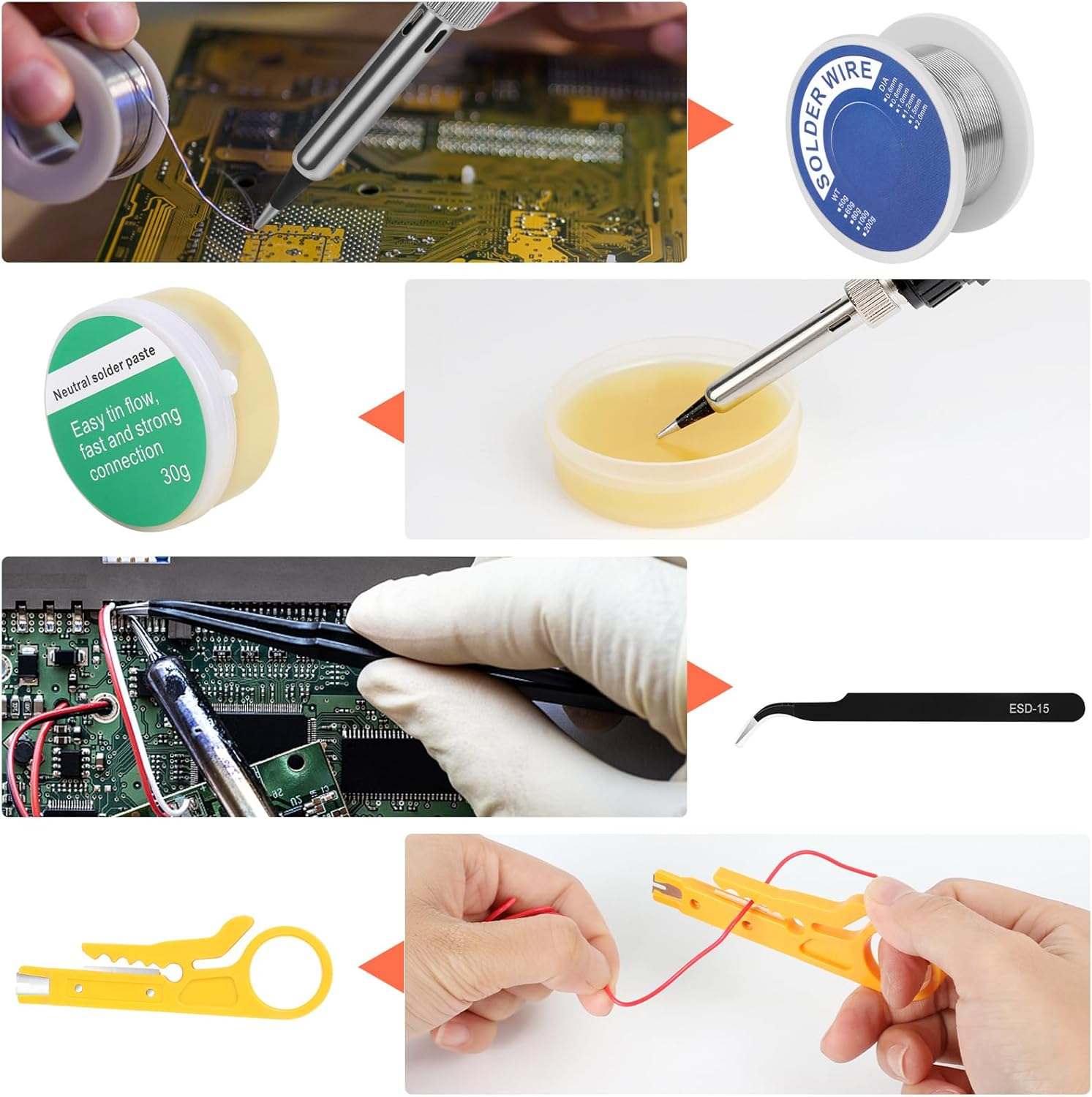 Soldering Iron Kit,80W Professional Soldering Kit for Electronics Adjustable Temperature Soldering Iron Tool with Solder Wire, Tweezers, Soldering Iron Stand(Au Plug) image number 5