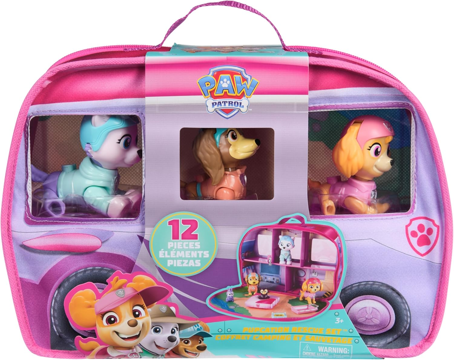 PAW Patrol Skye'S World Pupcation Rescue Set with Skye, Everest and Liberty Bobble Head Toy Figures and Campervan, Kids Toys for Boys and Girls Ages 3 and Up