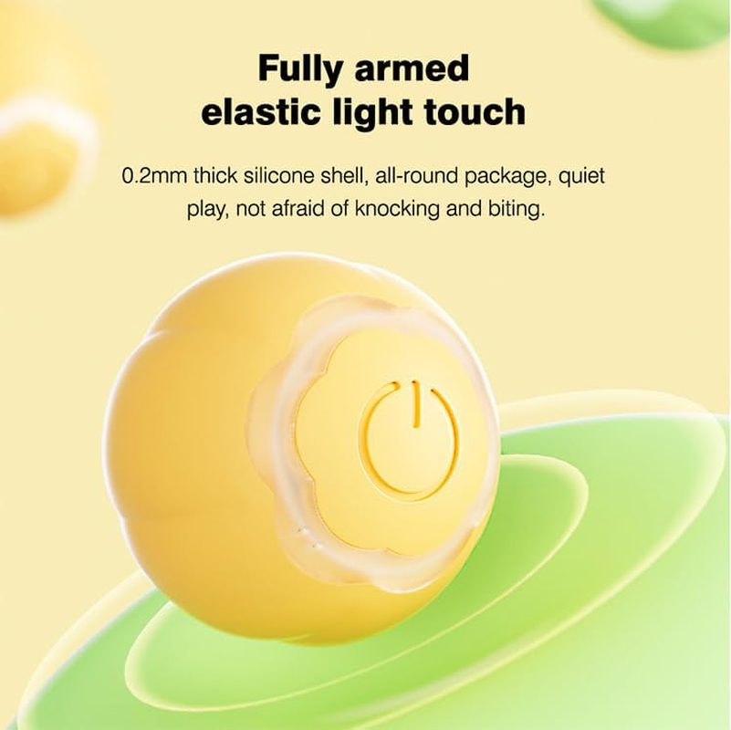 Interactive Cat Ball Toy - USB Rechargeable, Intelligent Automatic Moving Rolling Ball for Cats, Quiet Indoor Pet Toy with LED Lights, Puzzle Fun Pet Toy (Yellow) image number 4