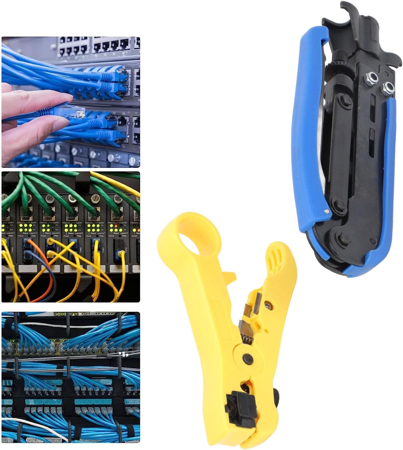 Coax Cable Crimper Tool Kit, Coaxial Cable Crimping Pliers for RG6 RG59 RG11 F Head Compression, Crimping and Stripping Pliers Tool for Electricians Work image number 1