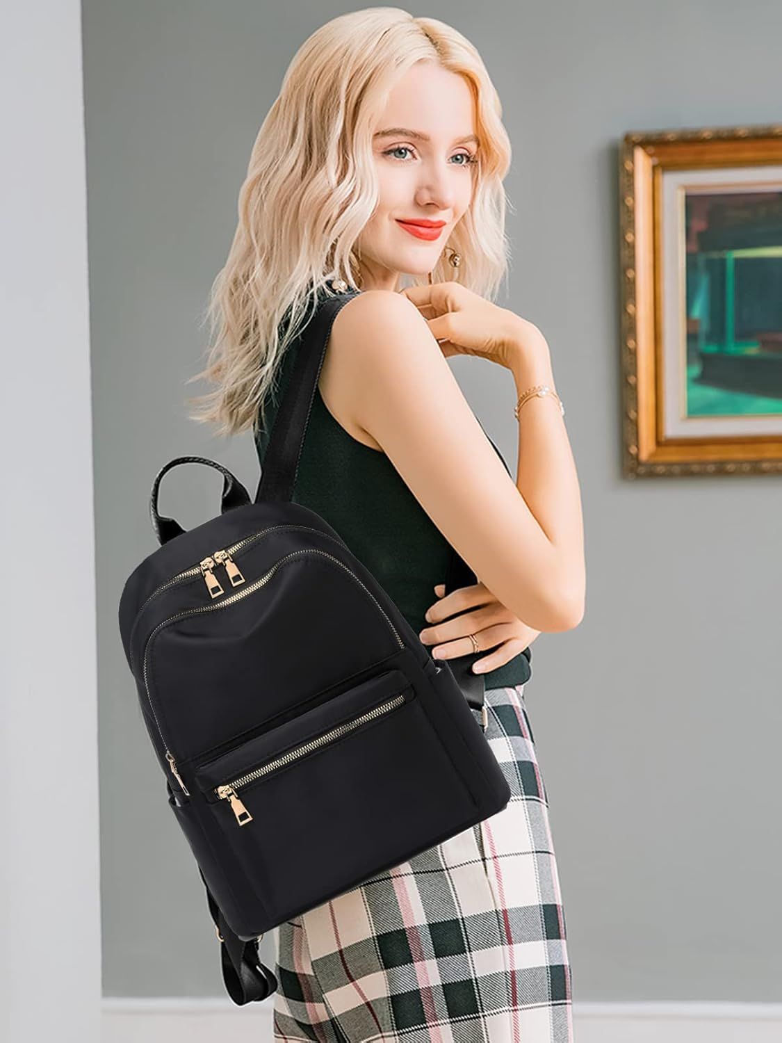 Shaelyka Small Lightweight Backpack Purse for Women Anti-Theft Mini Backpack Purse Travel Daypack - Red image number 3