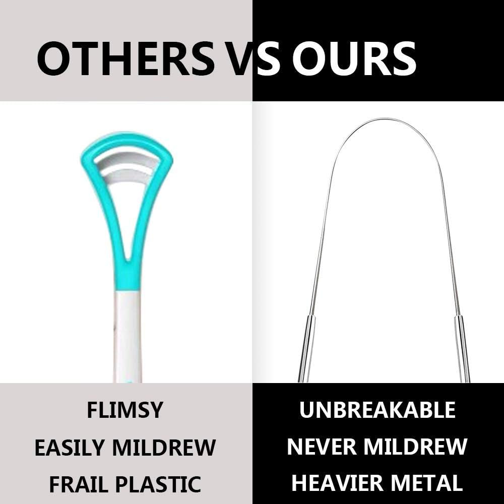 2 PCS Tongue Scraper for Adults with Cases, 100% Stainless Steel, Reduce Bad Breath, Tongue Scrubber, Easy to Use, Tongue Cleaner for Oral Care & Hygiene image number 6