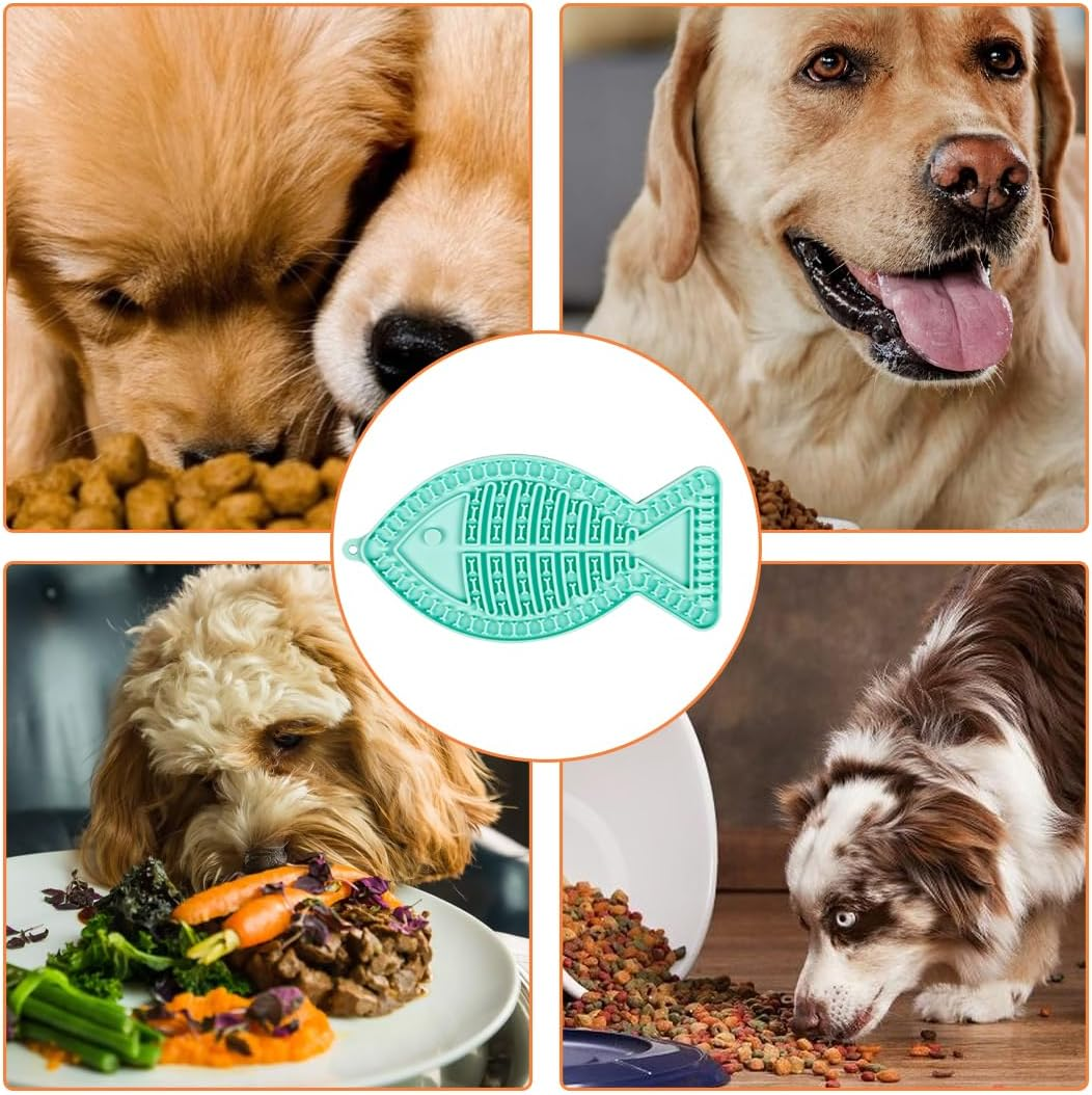 EIH Pack of 2 Dog Lick Mat with Suction Cup, Lick Mat Dog Bpa-Free, Lick Mat Cat, Slow Feeder Dog Lick Mat, Bone Shape, Dog Toy, for Dog Bathing, Training, Grooming and Claw Care, Red, Cm image number 1