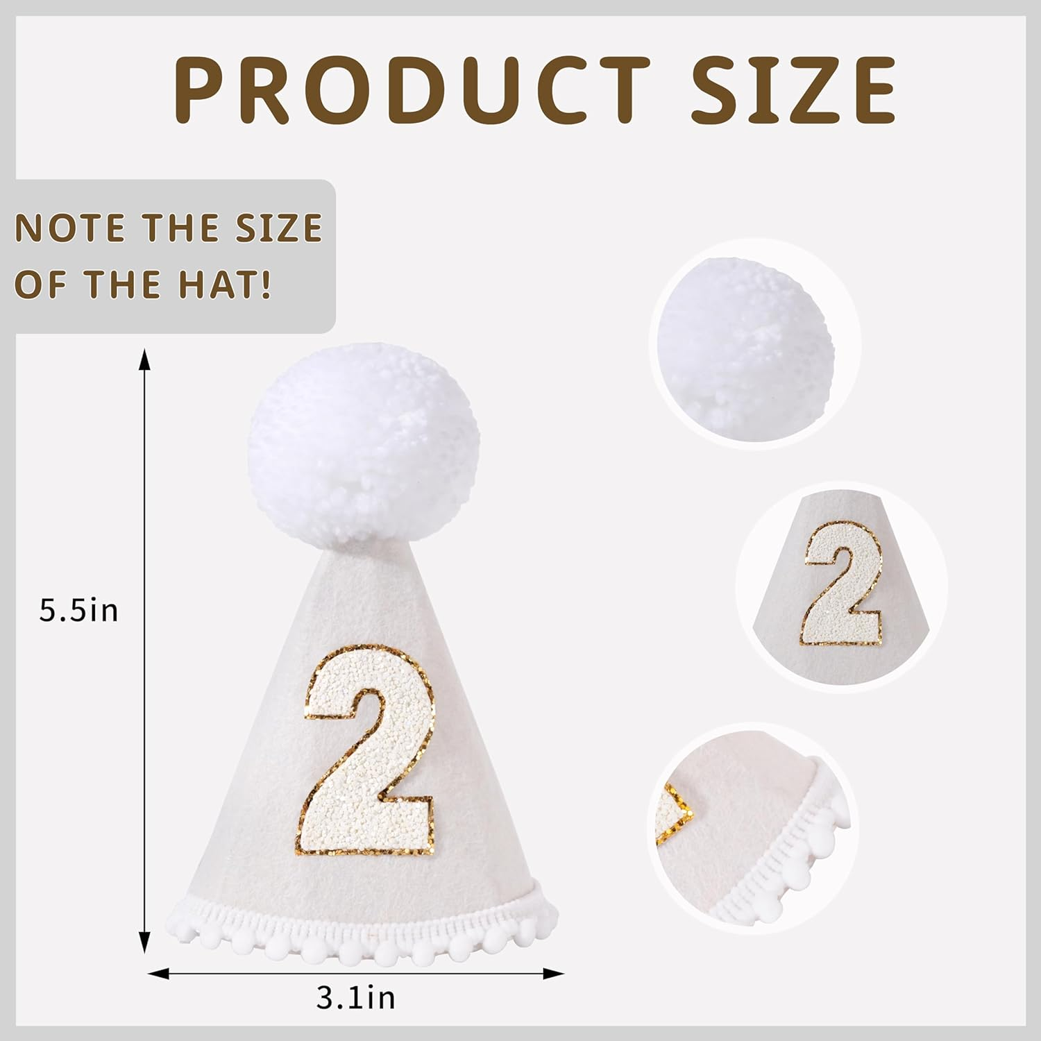 BOOMPA Boho 1St Birthday Celebration Hat - Boho 1St Birthday Conical Cap - Natural Boho First Birthday Decorations image number 5