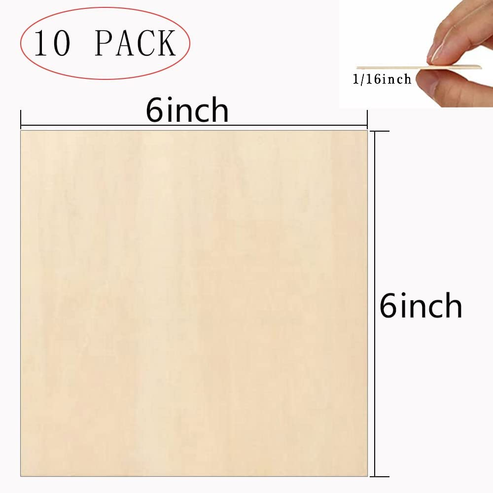 Rectangle Unfinished Unpainted Basswood Wooden Sheets for Craft DIY Hand-Made Project Mini House Building Architectural Model Pack of 10 (150 * 150 * 1.5) image number 3