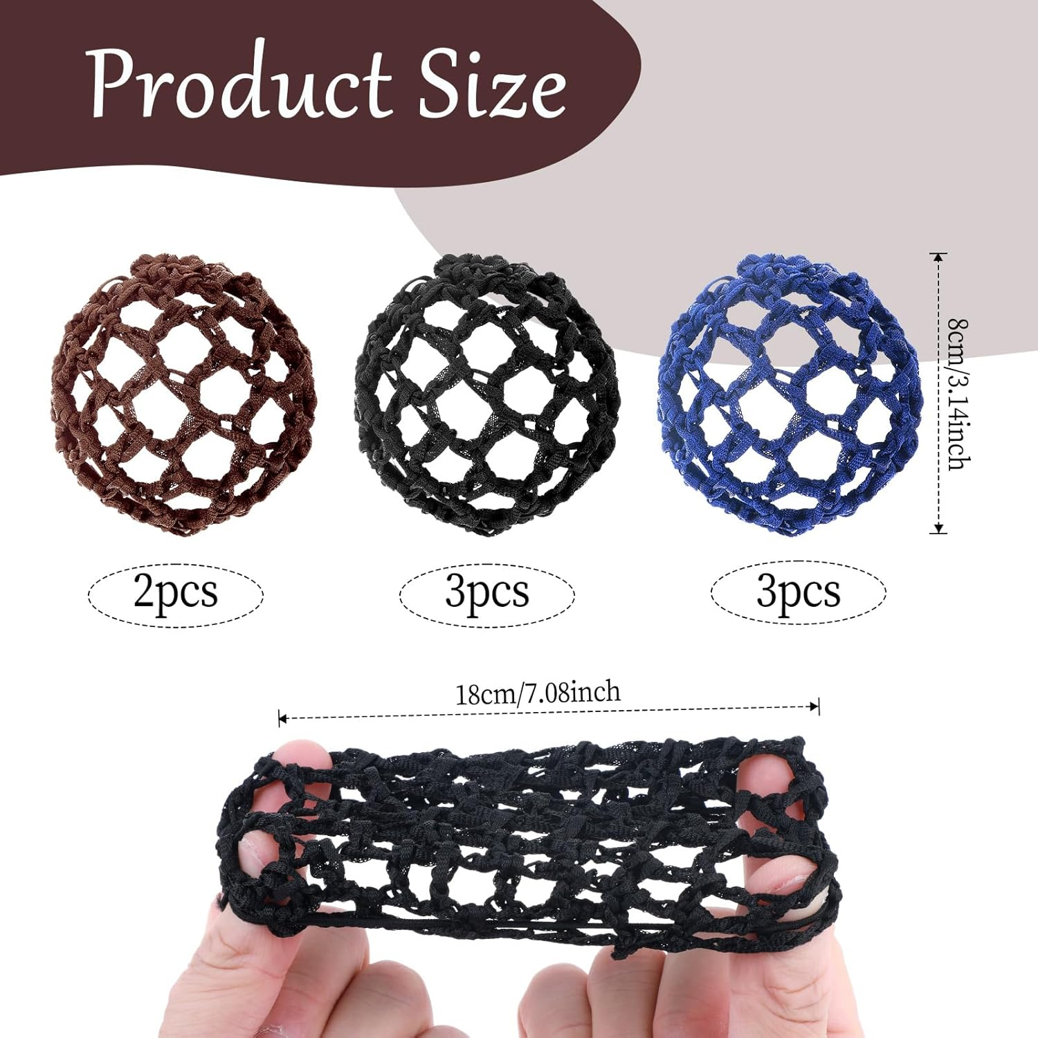 8 Pcs Hair Bun Cover Elastic Hair Nets for Buns, Invisible Knit Hairnet Dance Hair Bun Covers for Women'S Hair, Stretchy Bun Cover for Dancer, Skater, Bank Clerk, Women Ballet image number 5