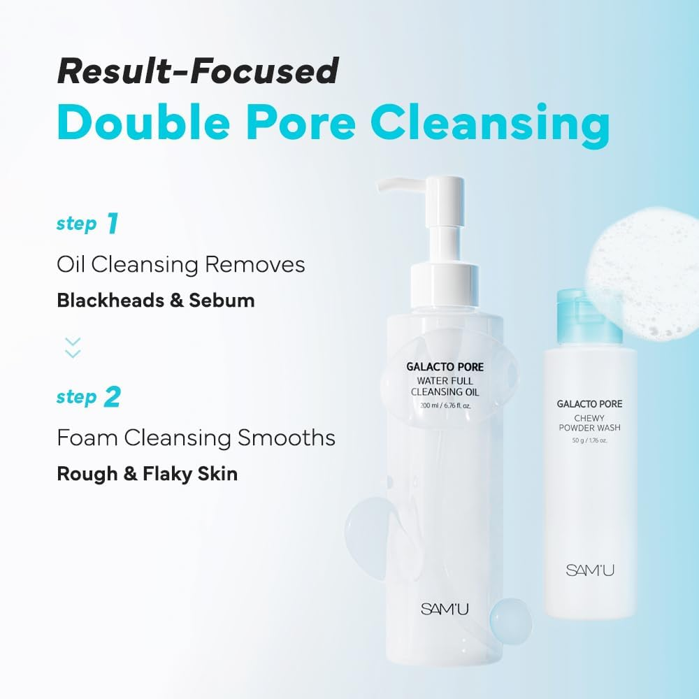 SAM'U Galacto Pore Water Full Cleansing Oil for Face, Korean Facial Cleanser & Makeup Remover with Galactomyces & Rice Bran Oil, Non-Comedogenic, All Skin Types, 200Ml image number 3