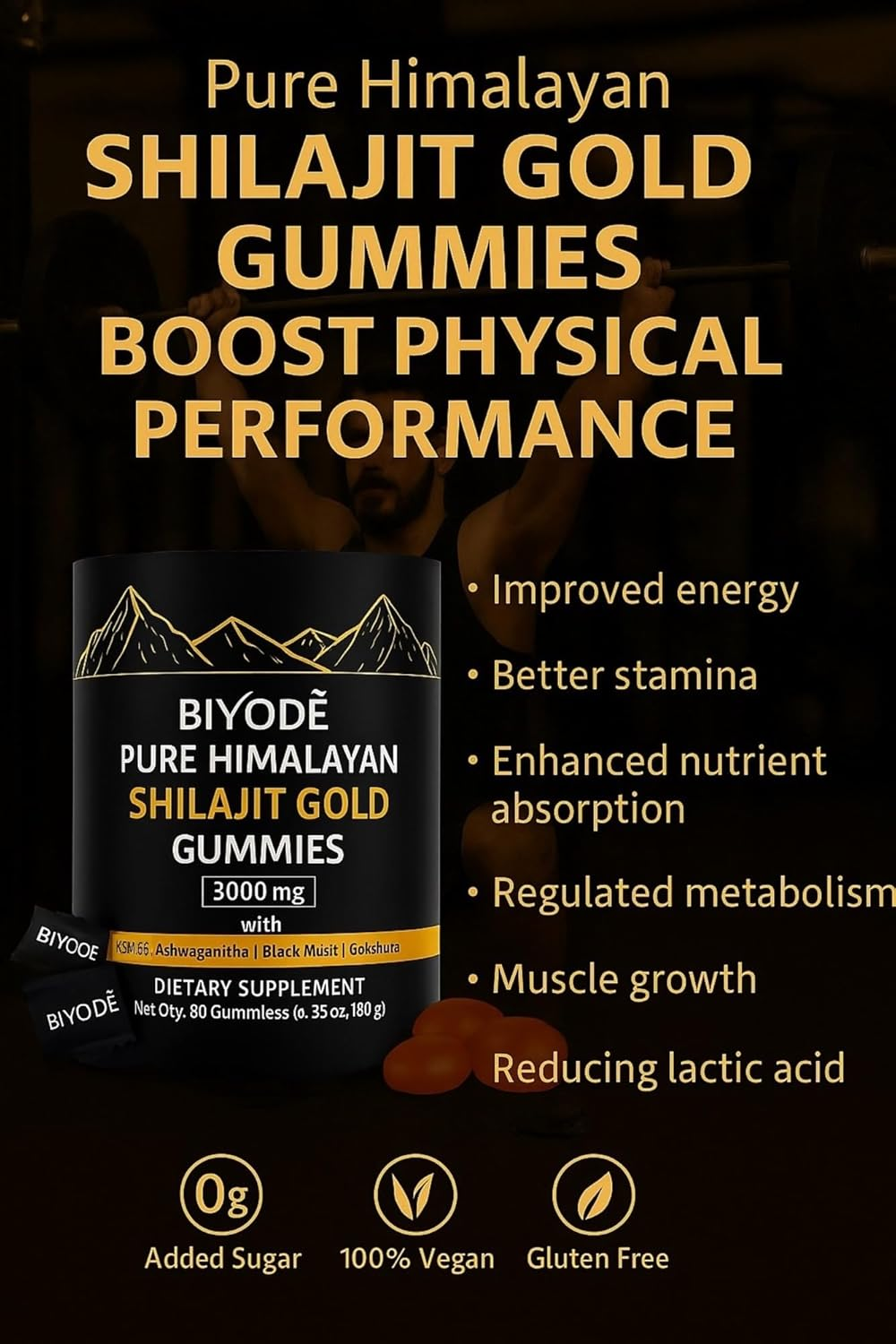 Pure Himalayan Shilajit Gold Gummies &ndash; 60 Vegan Gummies with Fulvic Acid & 85+ Trace Minerals &ndash; Energy, Focus & Immunity Booster &ndash; Organic Resin Alternative &ndash; Non-Gmo, Gluten-Free Supplement image number 2