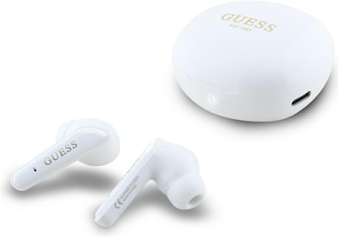 TWS CG Mobile Guess Flat Classic Logo Electroplated Headphones White image number 3