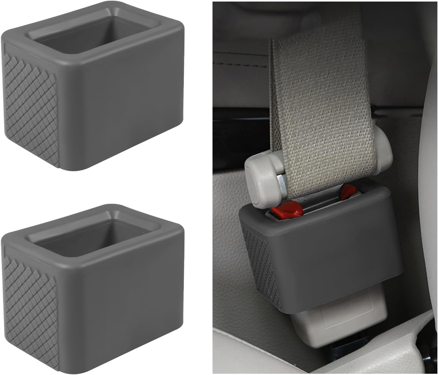 Povtii 2PCS Car Seat Belt Buckle Holder, Silicone Auto Seatbelt Buckle Booster Makes Receptacle Upright Buckling, Easy Access Seat Belt Buckle Safety Cover for Kids, Car Accessories (Black)