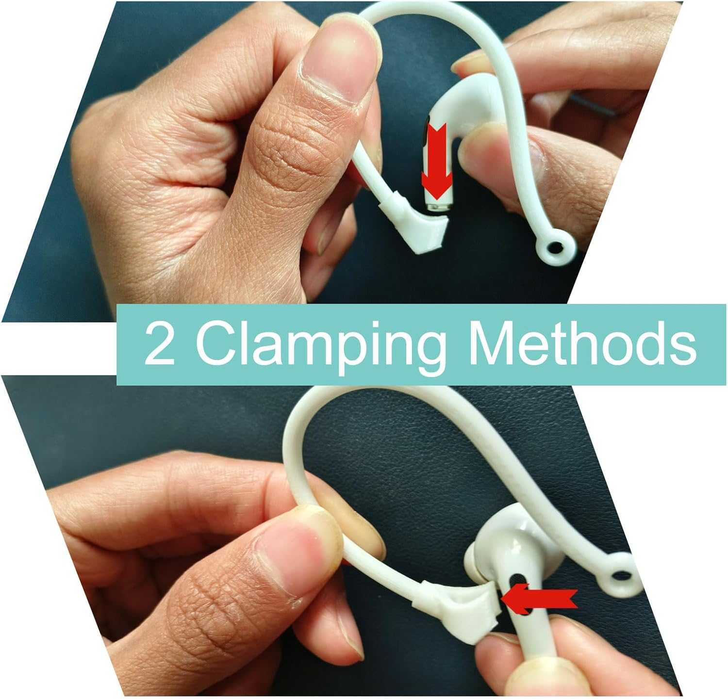 Adjustable Ear Hooks Compatible with Airpods 4, 3, 1, 2 and Pro & All In-Ear Headphones with Stems - 2 Pairs Secure & Comfortable Prevent Falls Ear Holders for Headphones - Easy to Install (White)