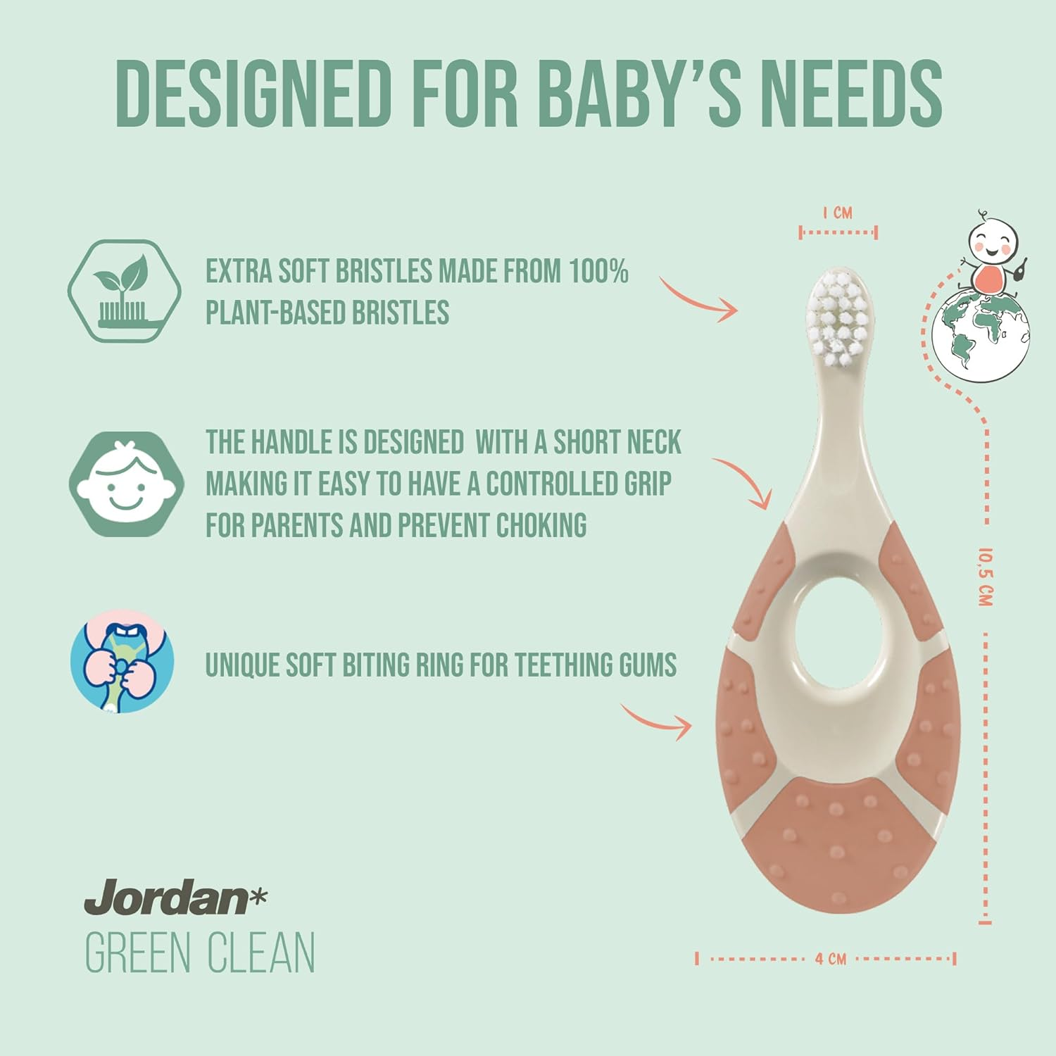 Jordan* &reg; | Step 1 Green Clean Toddler Toothbrush | Pack 3 Units image number 3