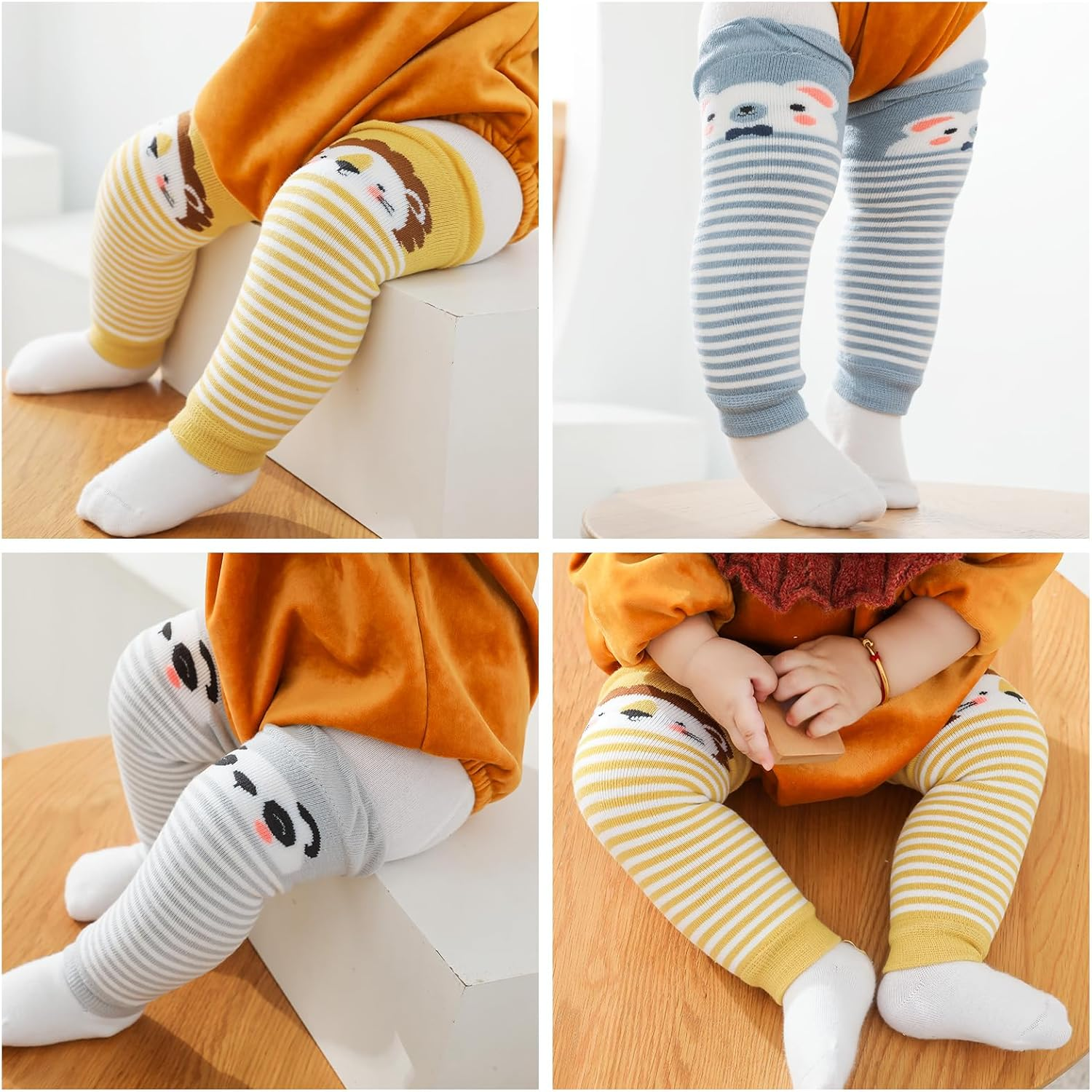 XEPST Pack of 3 Toddler Baby Leg Warmers, Cute Animal Pattern Leg Warmers, Knee Socks, Baby Knee Pads, Leg Sleeves Leggings for Baby Children, Toddlers, Girls, Boys, 0-3 Years, One Size