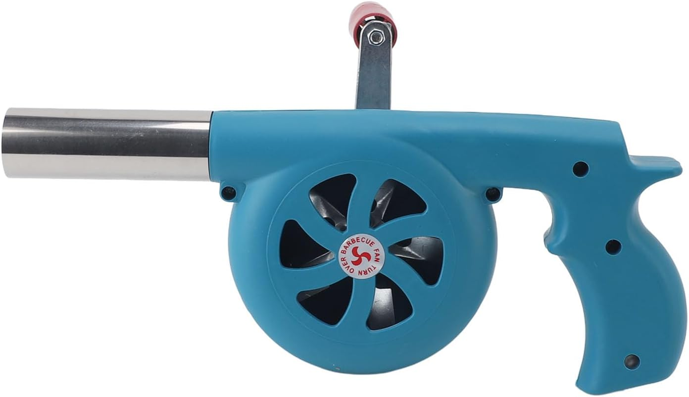 Hand Crank BBQ Fan, Increase Firepower, Easy Operation, Portable Barbeque Air Blower for Outdoor Camping and Barbecuing (Blue) image number 4