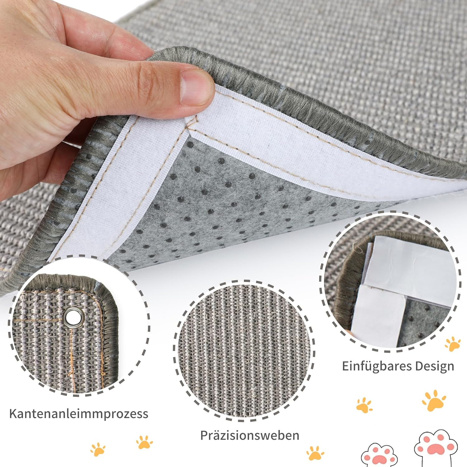 Cat Scratch Protection Cat Scratching Mat Sisal Cat Scratching Mat for Cat Cat Scratching Mat for Sofa Furniture Door Scratch Protection 60 &times; 25 Cm (Grey) image number 6